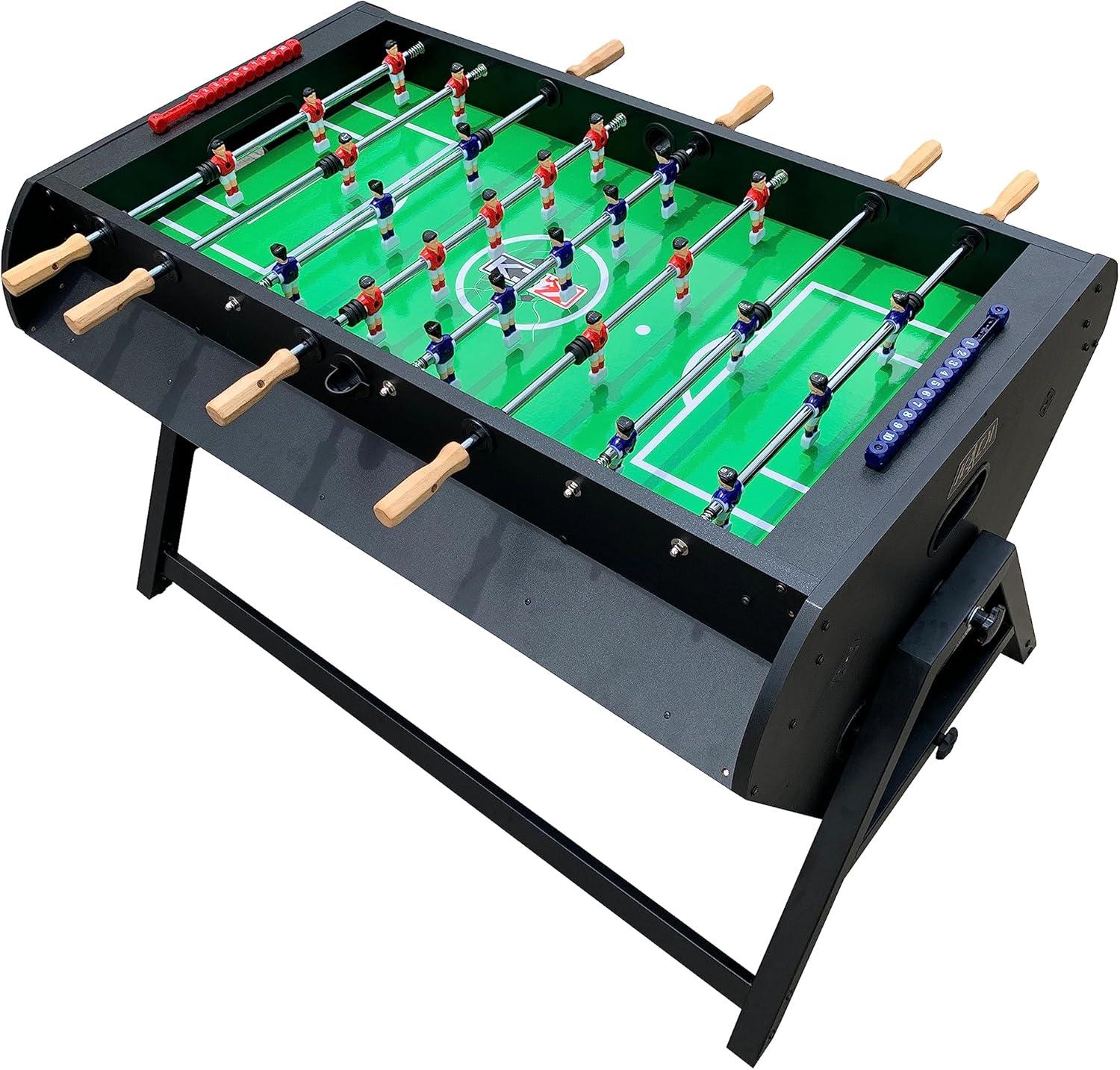 Triplex 55" Black and Wood 3-in-1 Rotating Game Table