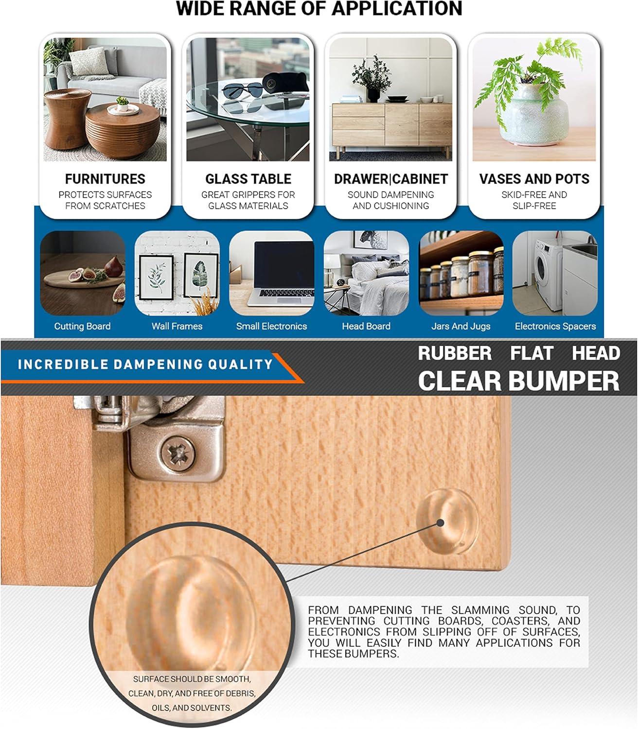 Rok Flat Head Door, Drawer, & Furniture Bumpers 0.375" Diameter, 120 Pack
