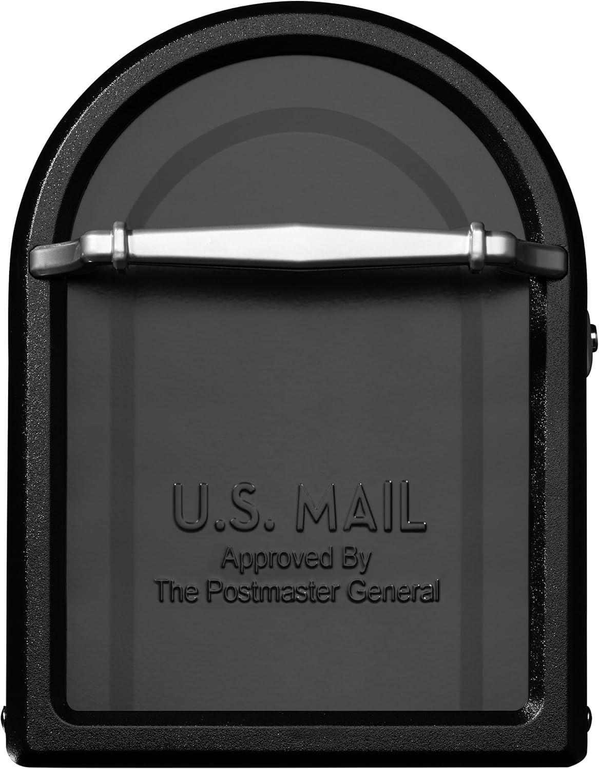 Chadwick Post Mount Mailbox Black with Nickel Flag