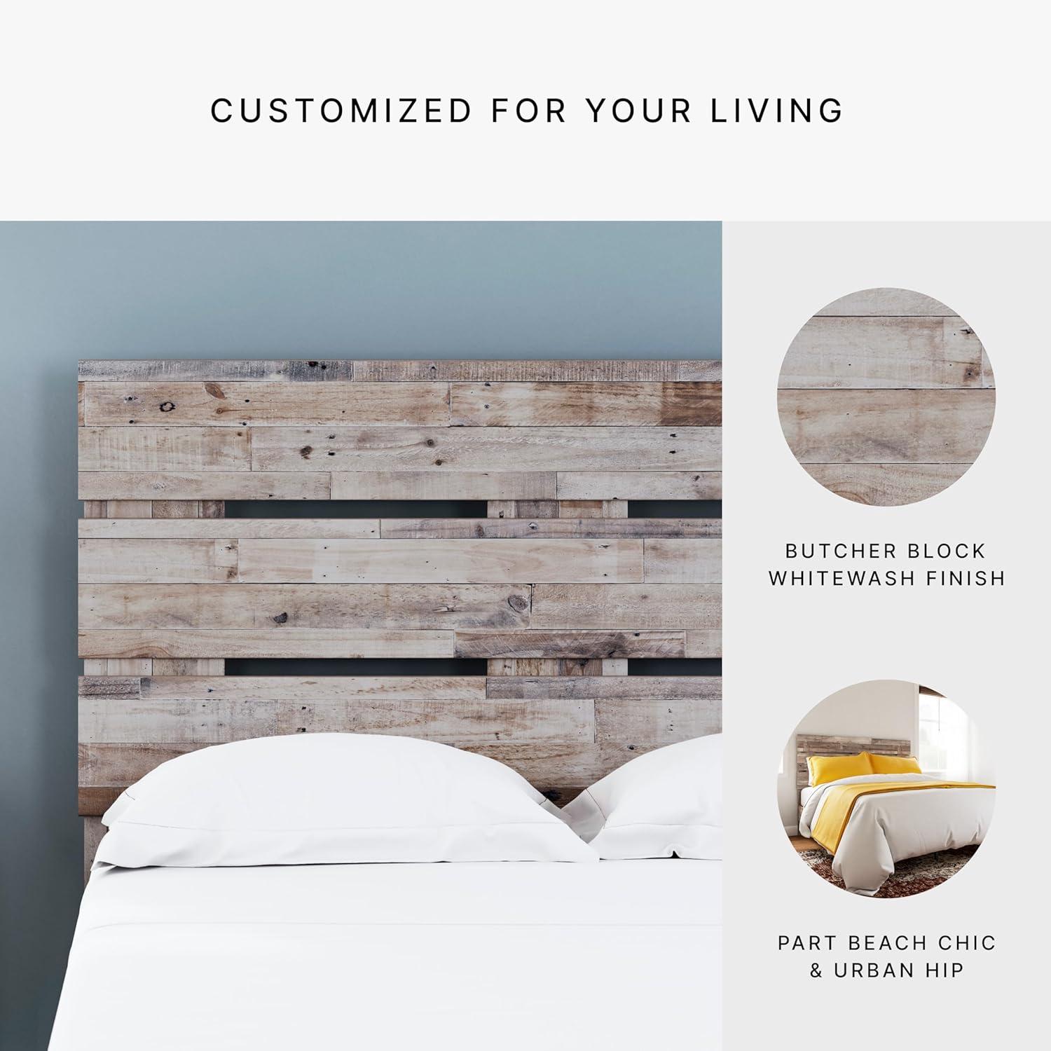 Full Neillsville Panel Headboard Whitewash: Beach Chic Urban Style - Signature Design by Ashley