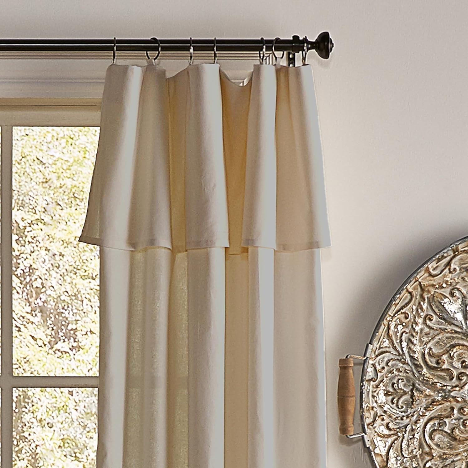 Mercantile Drop Cloth Light Filtering Ring Top Tab Farmhouse Curtain Panel with Valance Linen 63 Inches