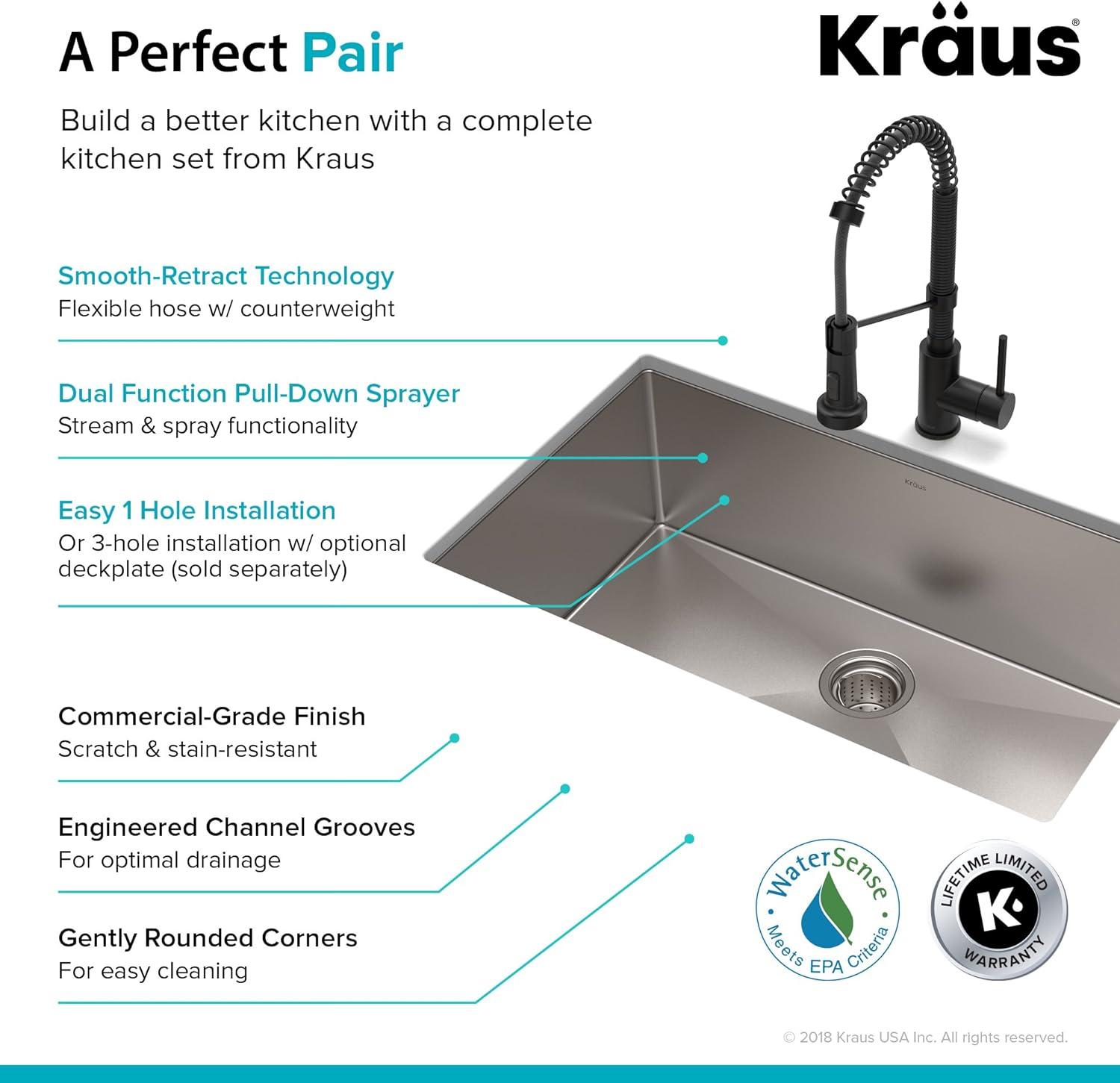 KRAUS 30-in Standart PRO Kitchen Sink Combo Set with Bolden Kitchen Faucet and Soap Dispenser