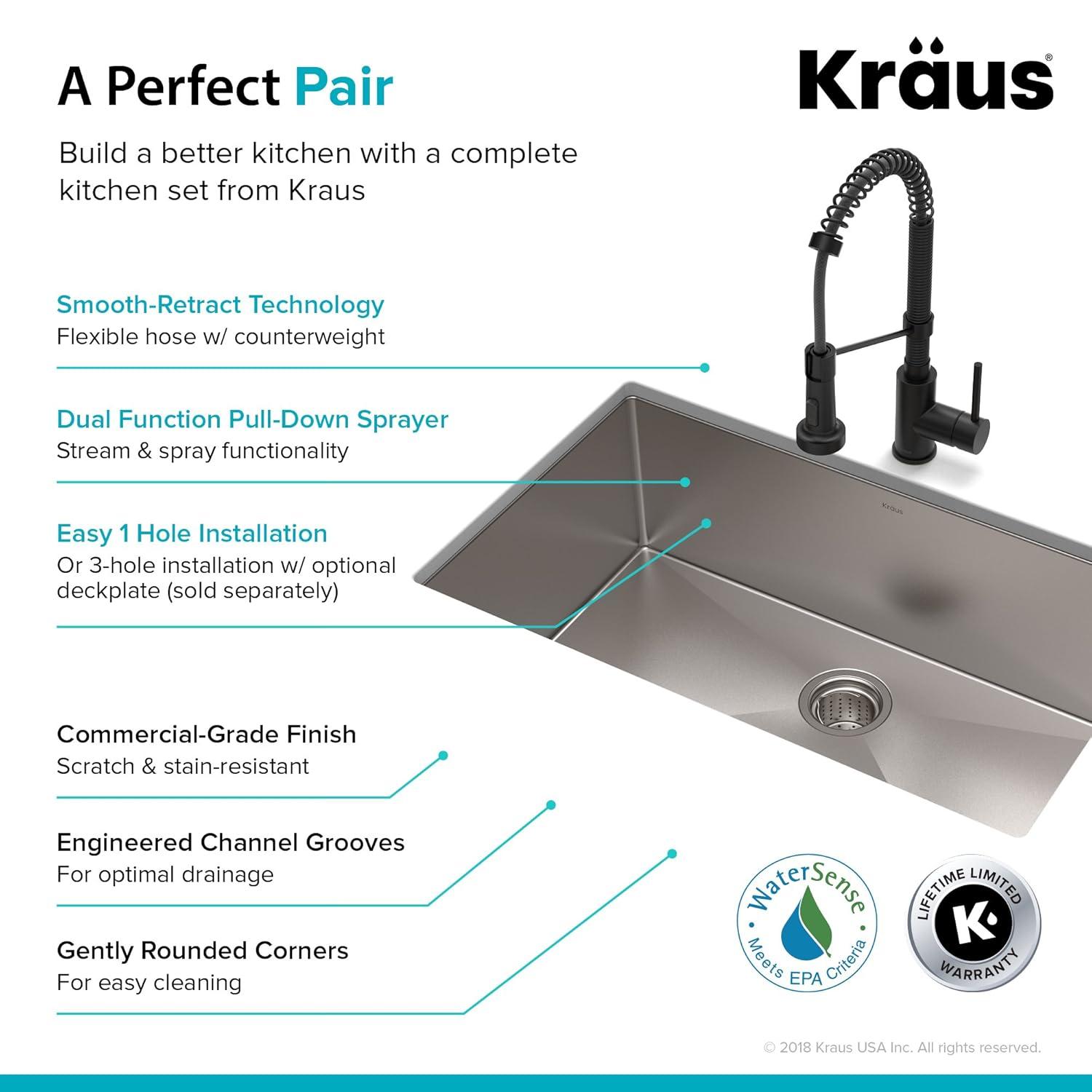 KRAUS 30-in Standart PRO Kitchen Sink Combo Set with Bolden Kitchen Faucet and Soap Dispenser