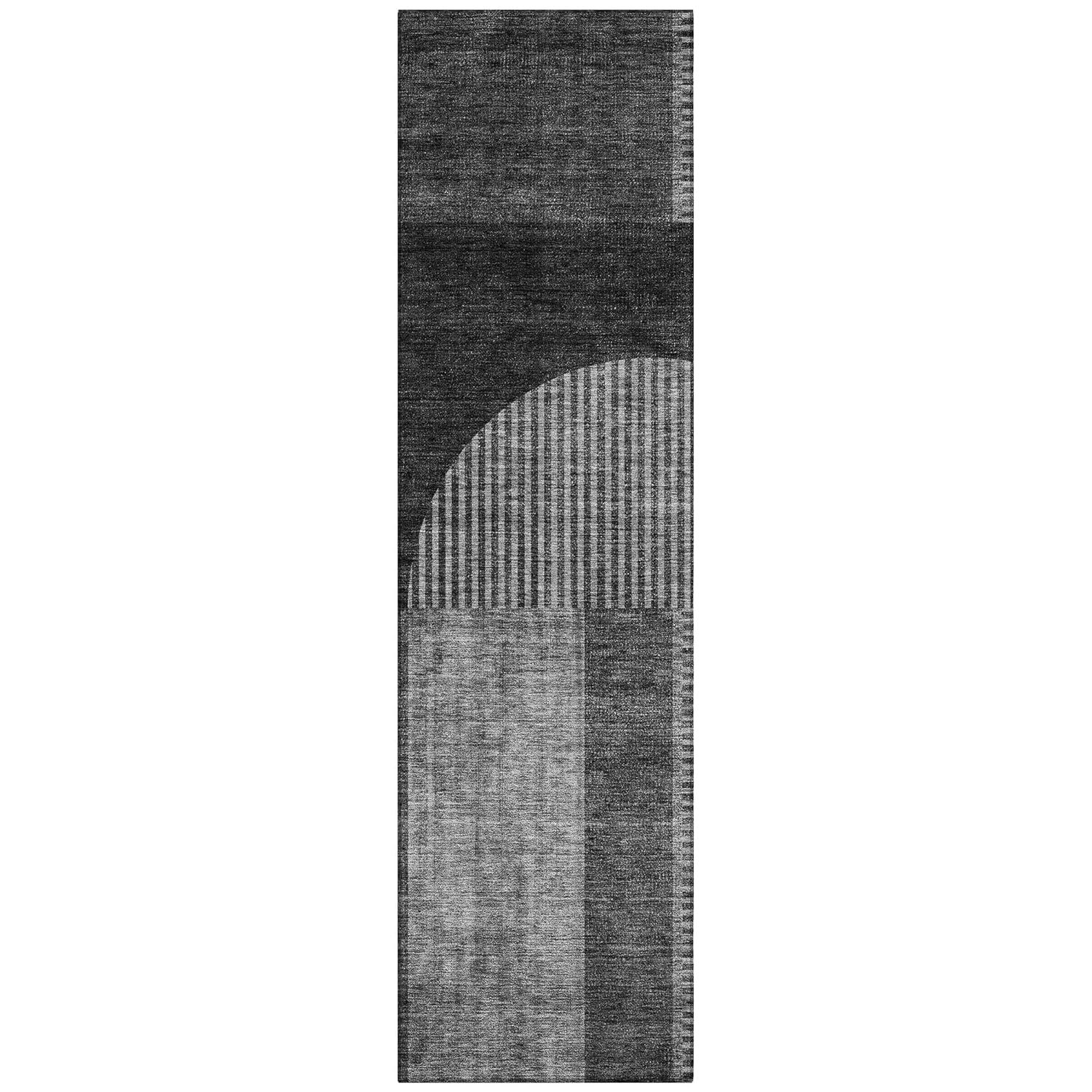 Charcoal Flat Woven Machine Washable Runner Rug 2'3" x 7'6"