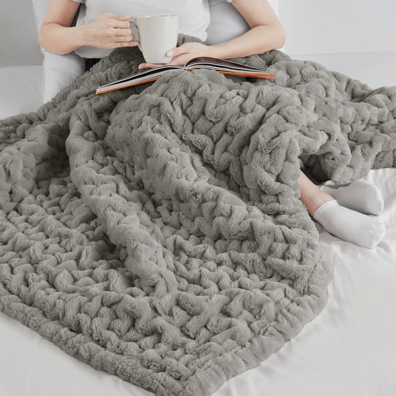 Ruched Fur Throw