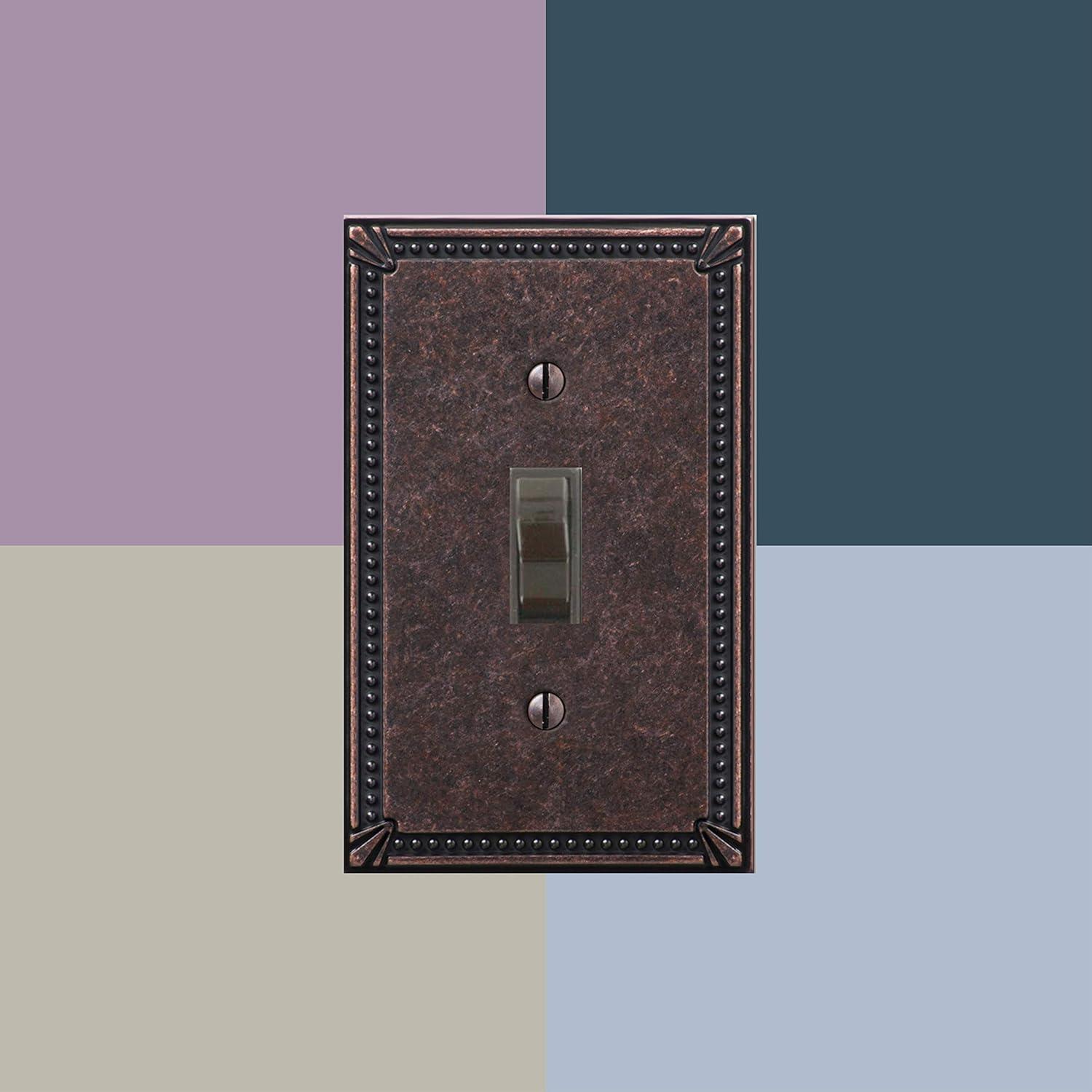 Amerelle 74RAZ Imperial Bead Wallplate, 1 Rocker, Cast Metal, Tumbled Aged Bronze, 1-Pack