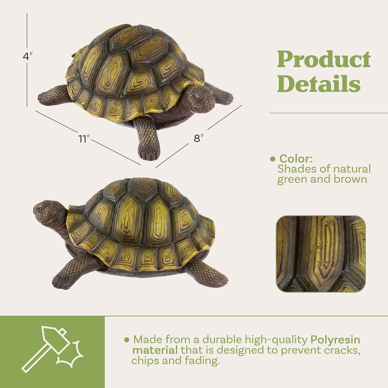 Large Green and Brown Resin Turtle Garden Statue