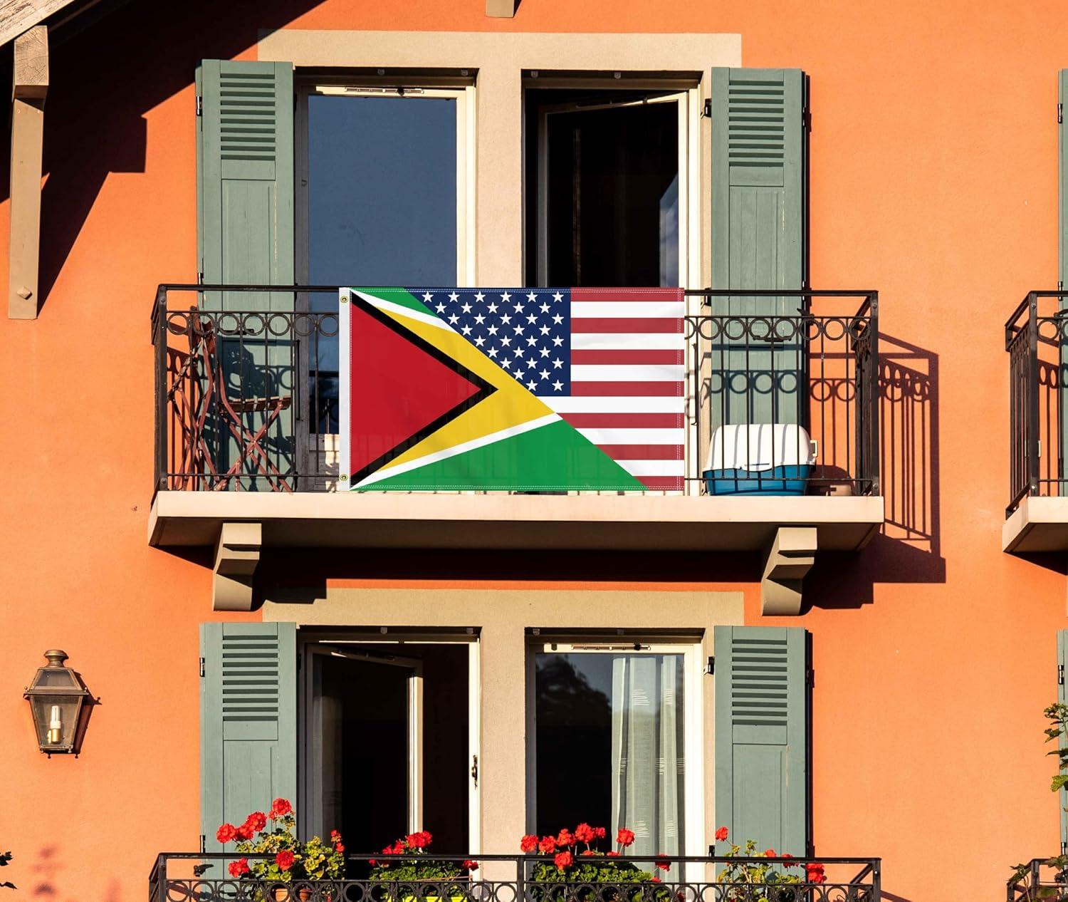 3×5 FT Guyana USA Flag, Large 150D America Guyanese Outdoor Banner,Double Side Printing Decor For Patio Garden With Brass Gromment