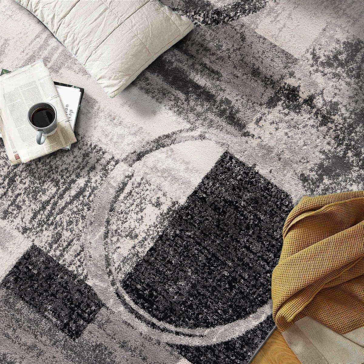 World Rug Gallery Abstract Circle Cream 3'3"x5' Area Rug