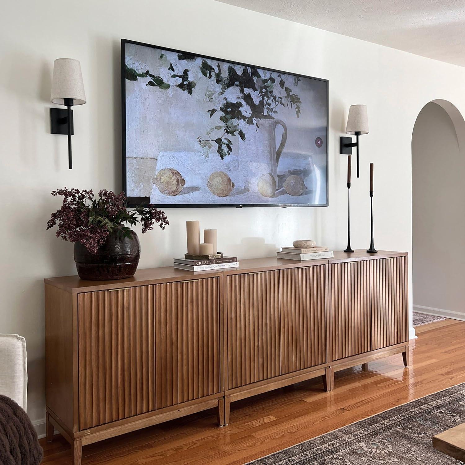 Nathan James Jasper Boho Wooden Storage Cabinet with Doors, Wood Sideboard or Living Room Storage Cabinet, Modern Accent Cabinet, Light Brown