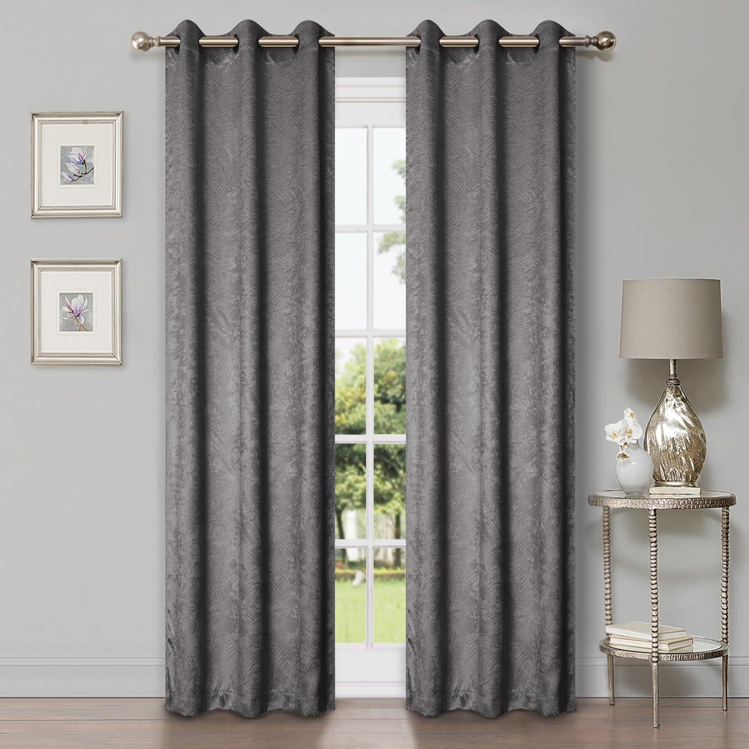 Superior Waverly Blackout Curtains, Rod Pocket, Set of 2, 42" x 96", Silver