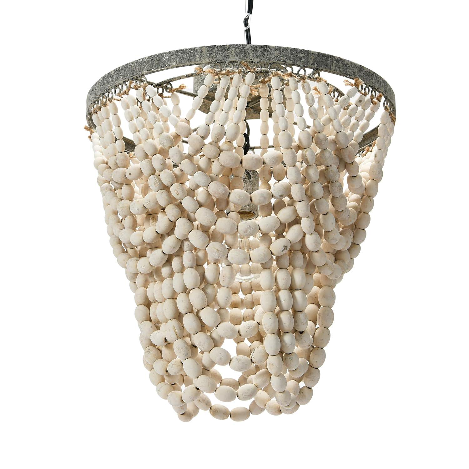 Tiered Draped Wood Bead and Metal Semi-Flush Light - Storied Home