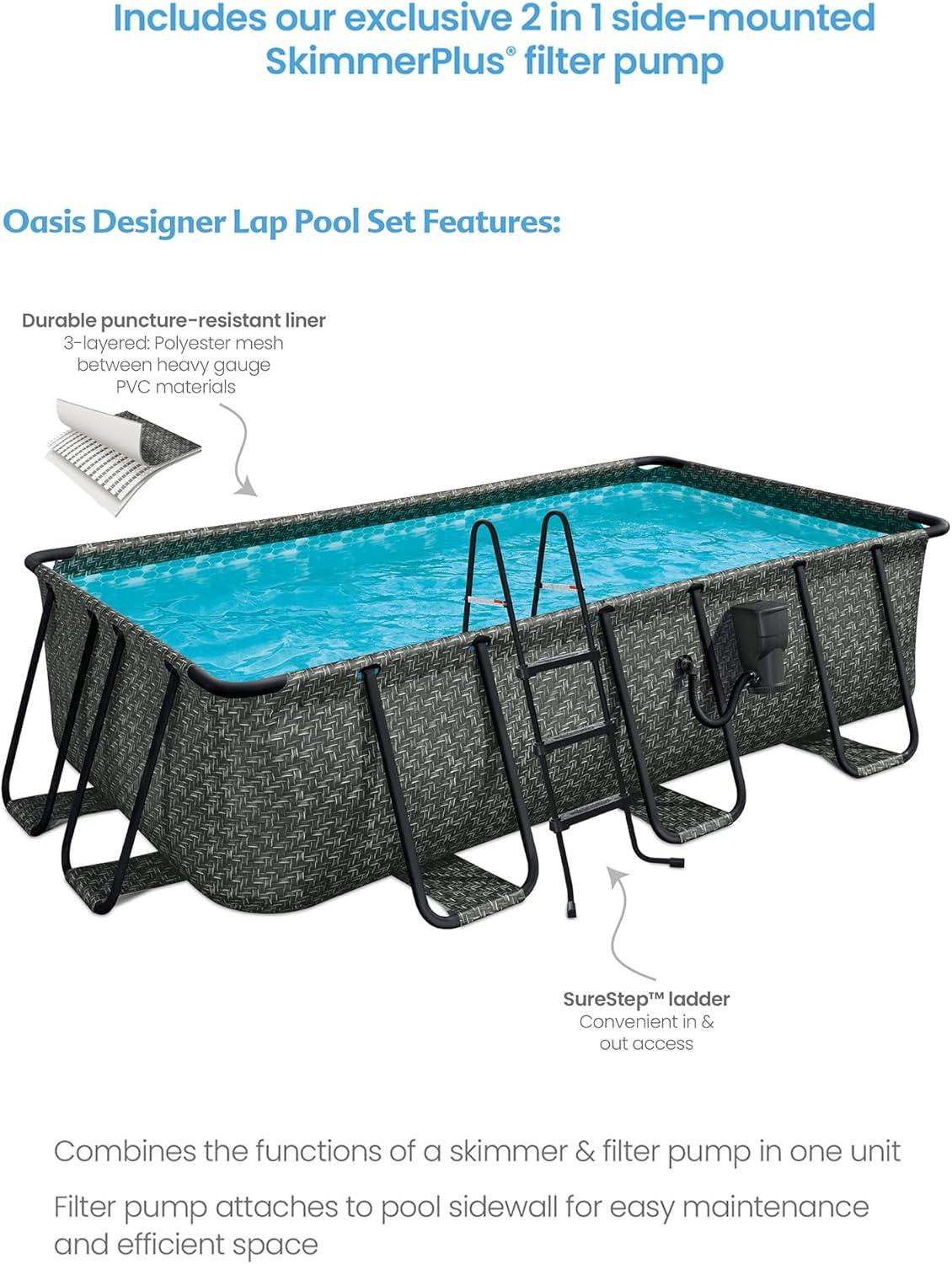 Funsicle 13' x 7' x 39" Rectangular Oasis Designer Above Ground Lap Pool