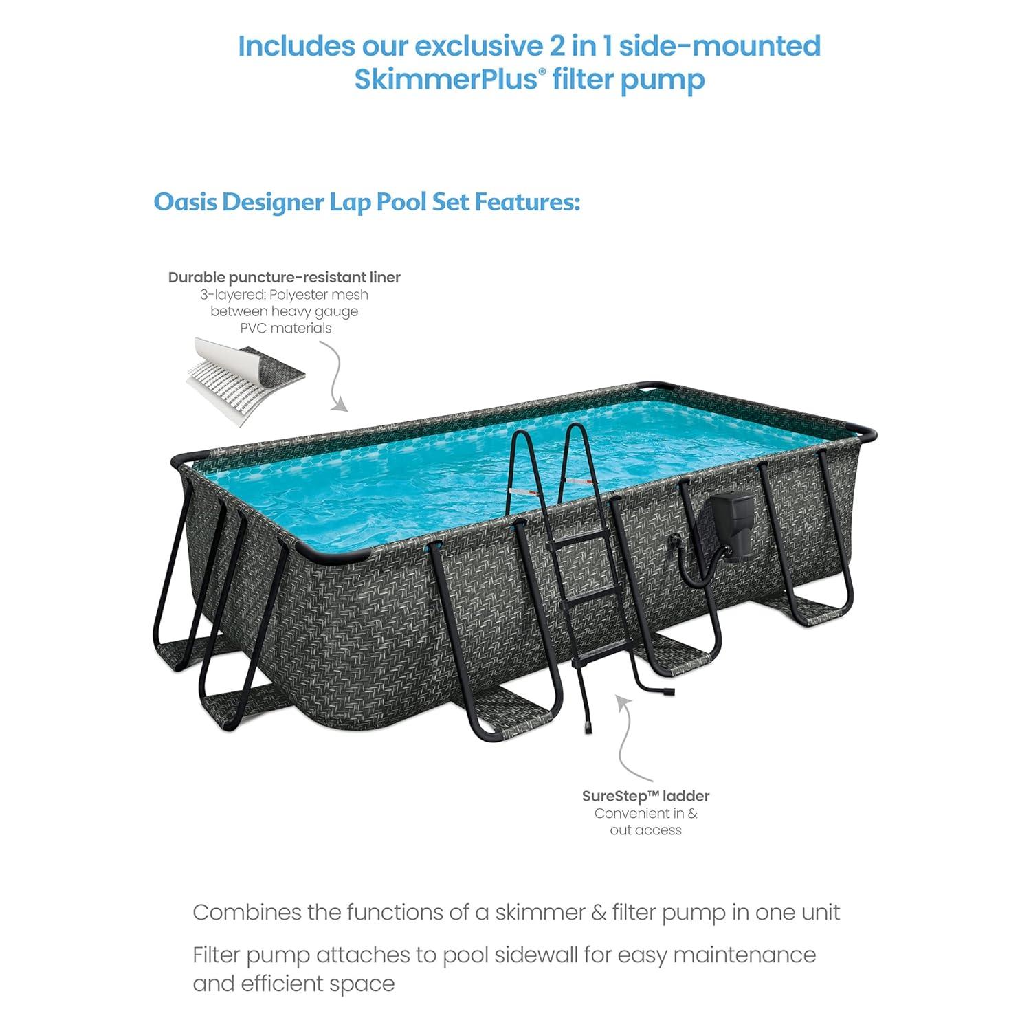 Open Box Funsicle 13' x 7' x 39" Rectangular Oasis Designer Above Ground Lap Pool