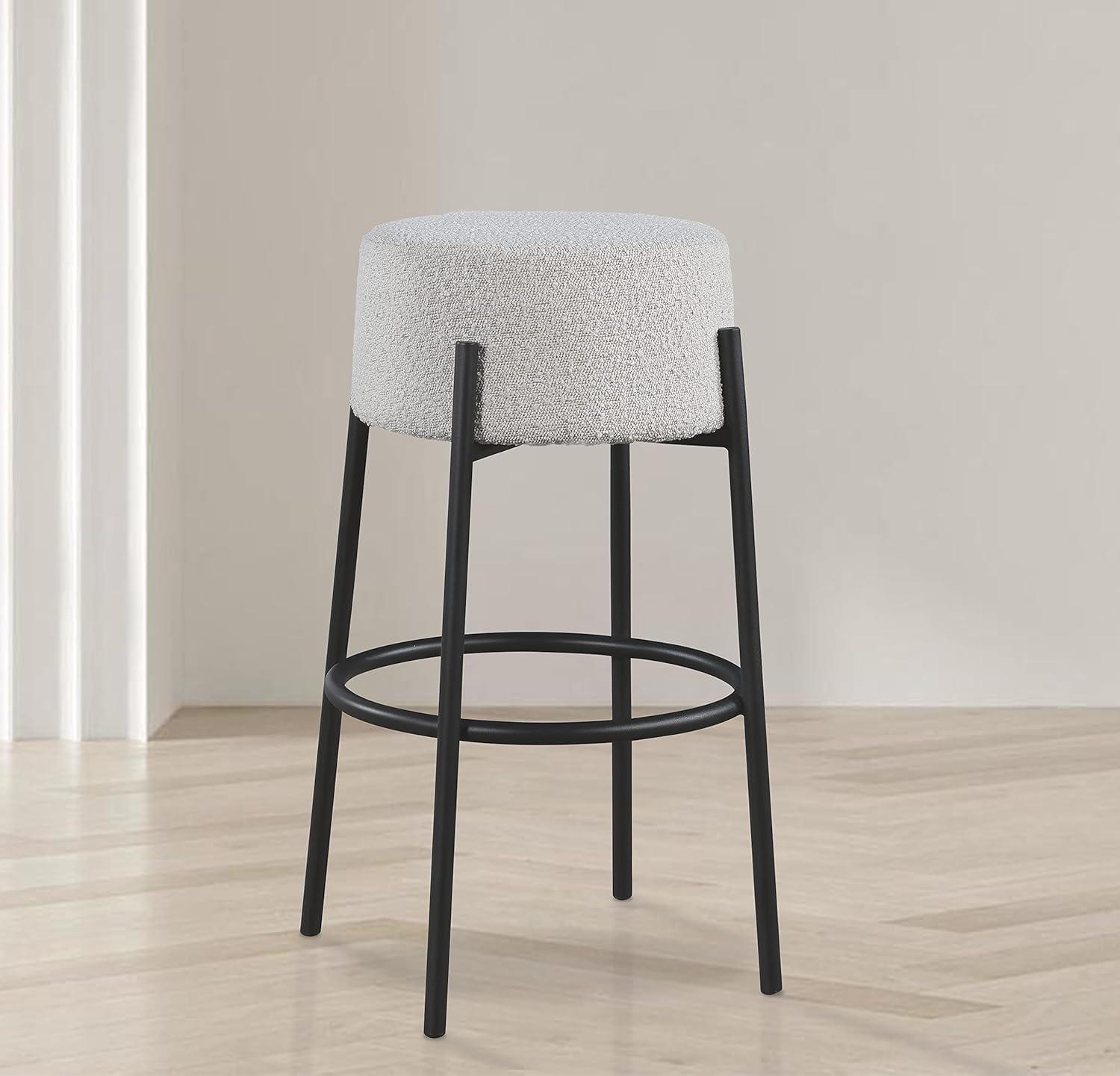 Meridian Furniture Avalon Grey Boucle Fabric Bar Stool