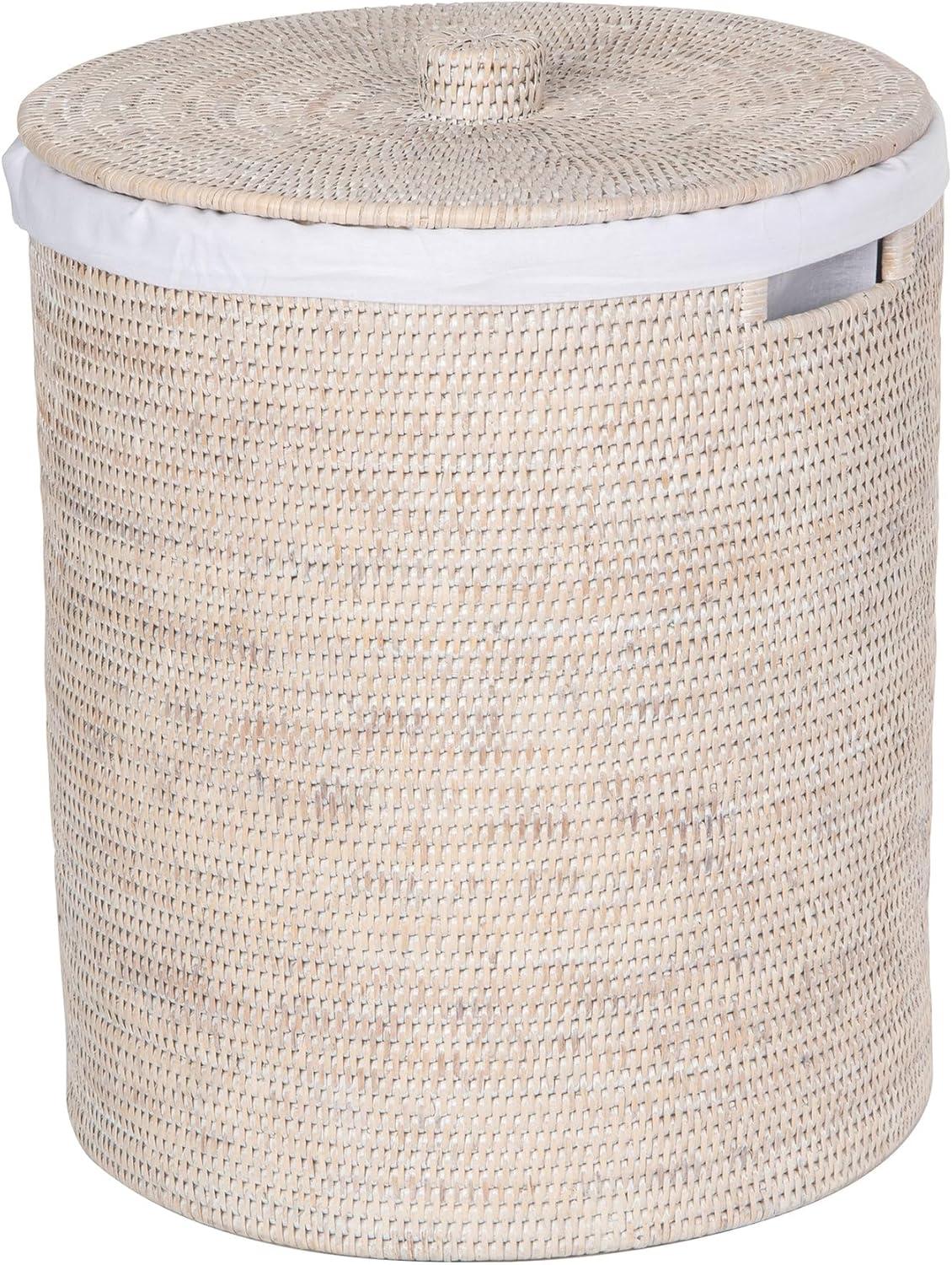 La Jolla Round Wicker Hamper with Lid and Liner