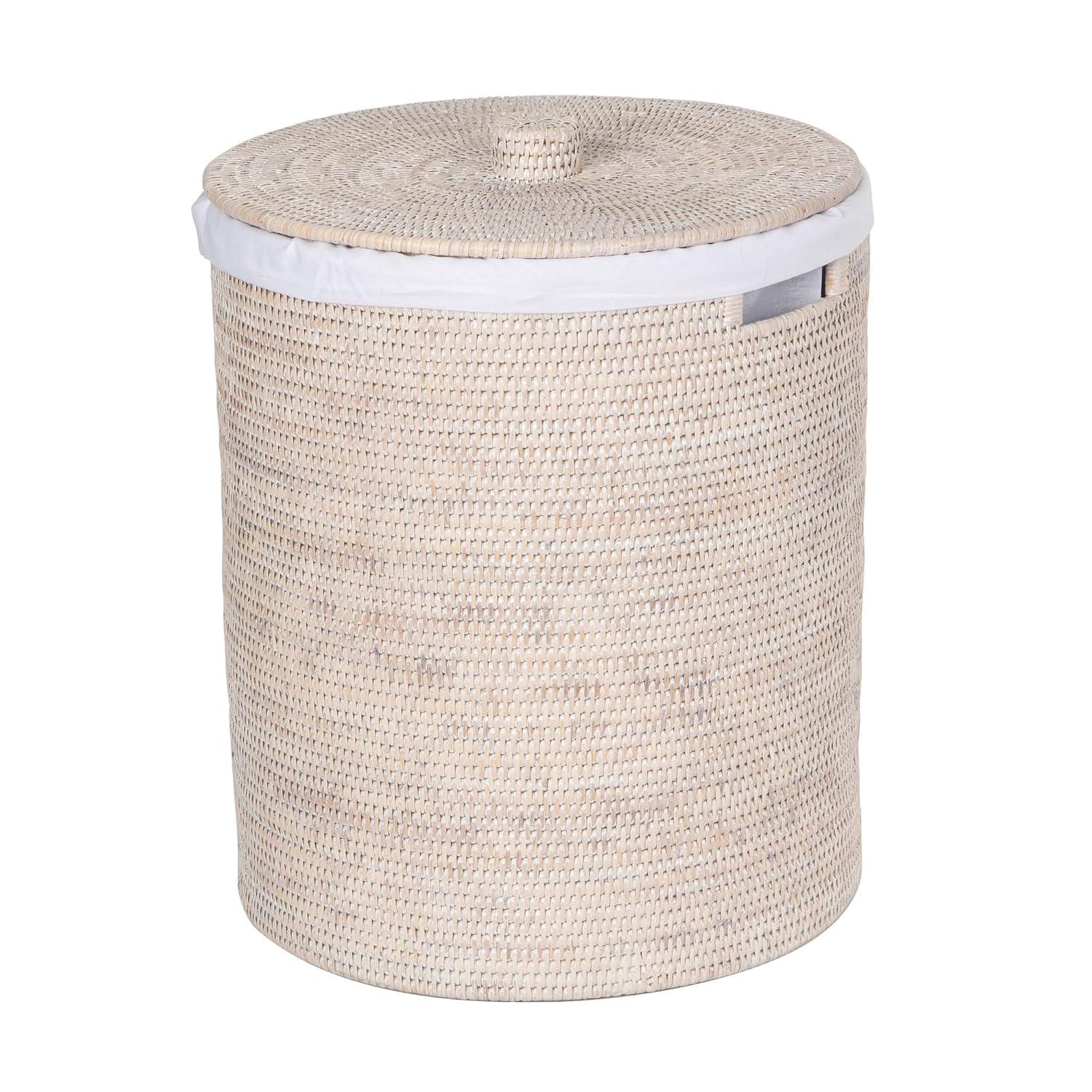 La Jolla Round Wicker Hamper with Lid and Liner