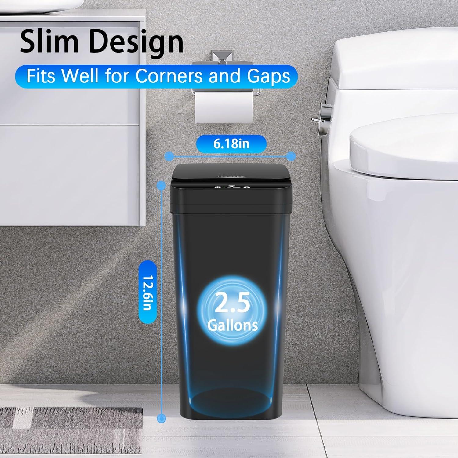 G & R PLUMBING ENTERPRISES, INC. 3 Pack Automatic Small Bathroom Trash Can with Lid - 2.5 Gallon Touchless Garbage Can