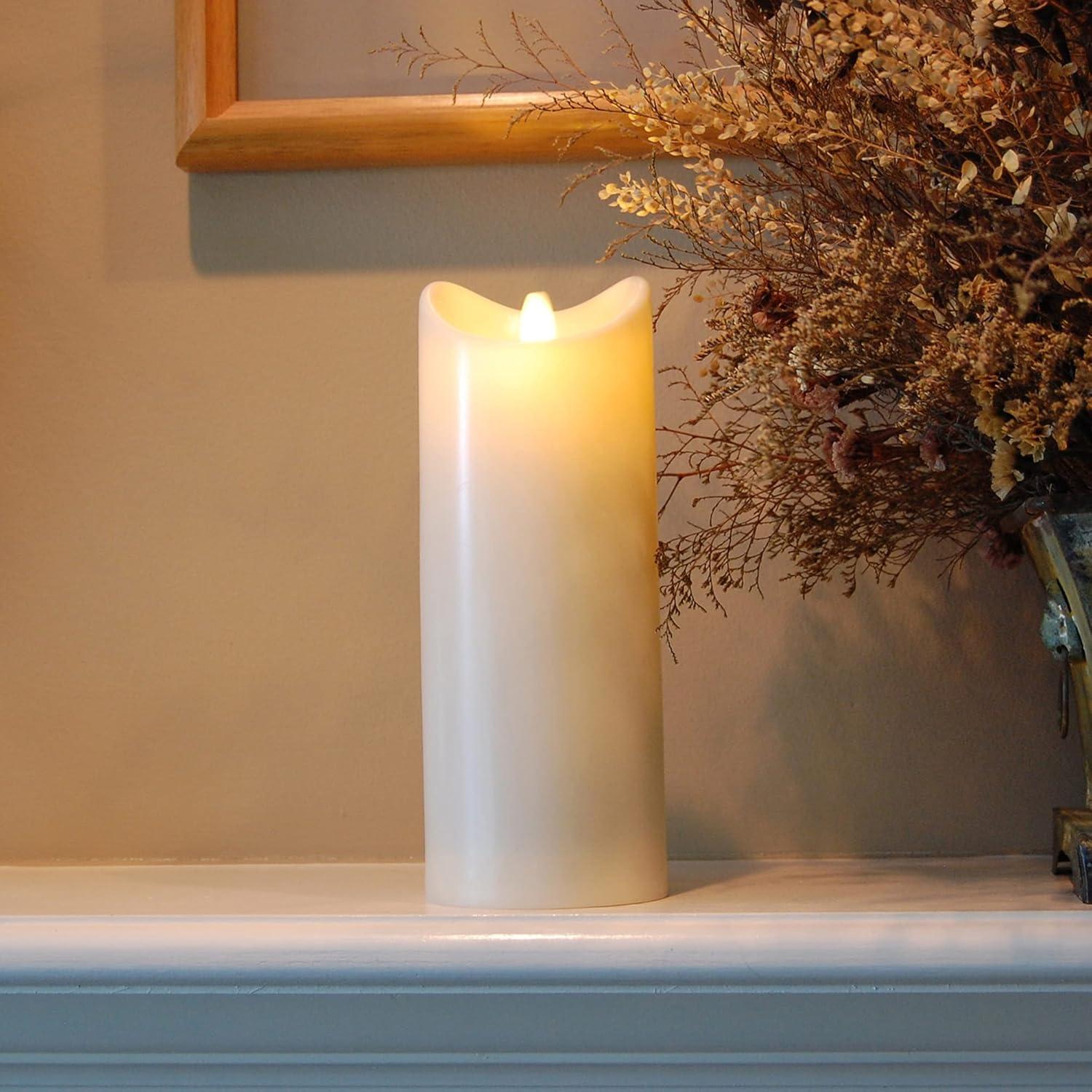 LumaBase Battery Operated 12" Pillar Candle with Flickering Flame