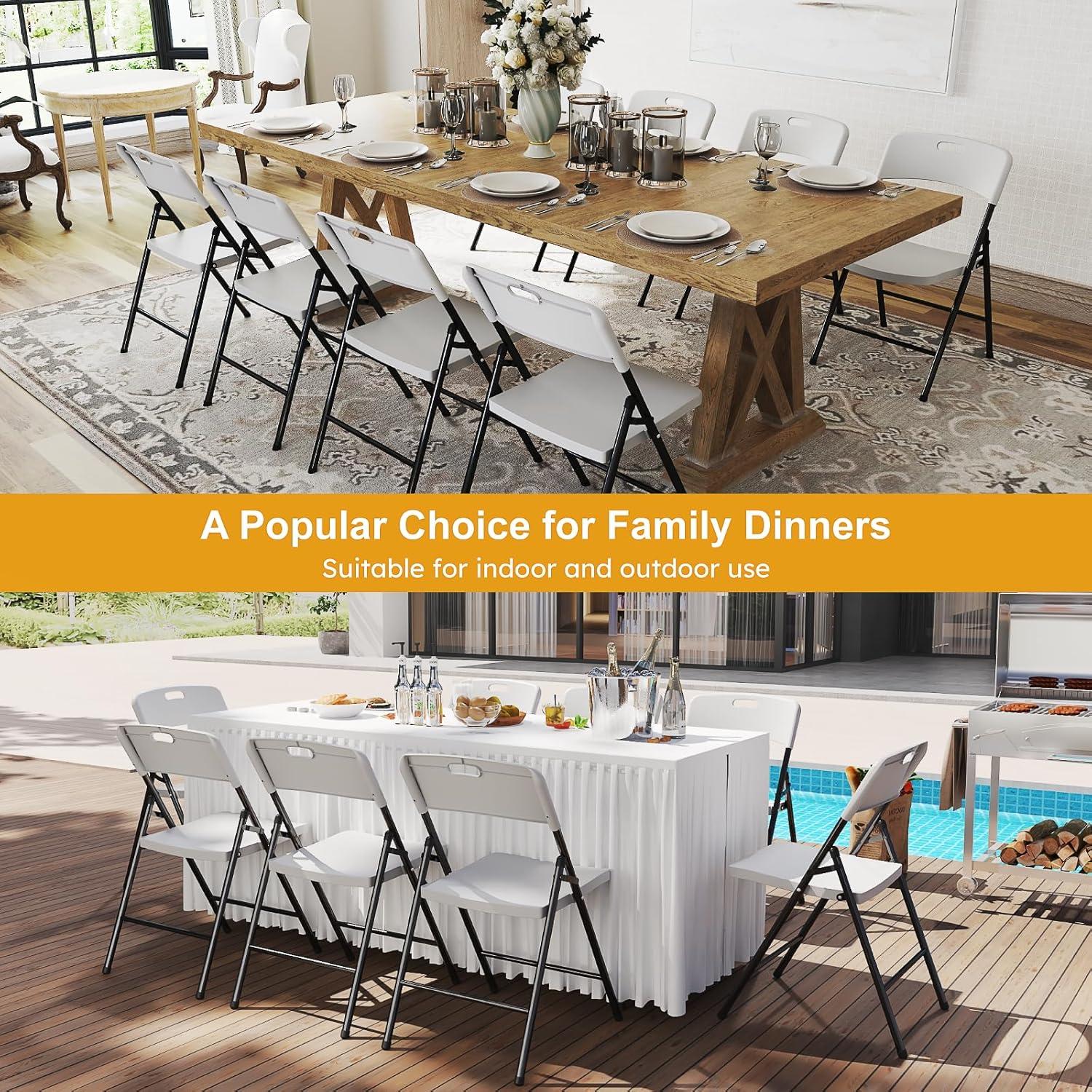 Ktaxon 4 Packs Portable Plastic Folding Chair w/ Handle White for Party Wedding Camping Picnic, Adult, Outdoor and Indoor Portable Chairs, Plstic Chairs