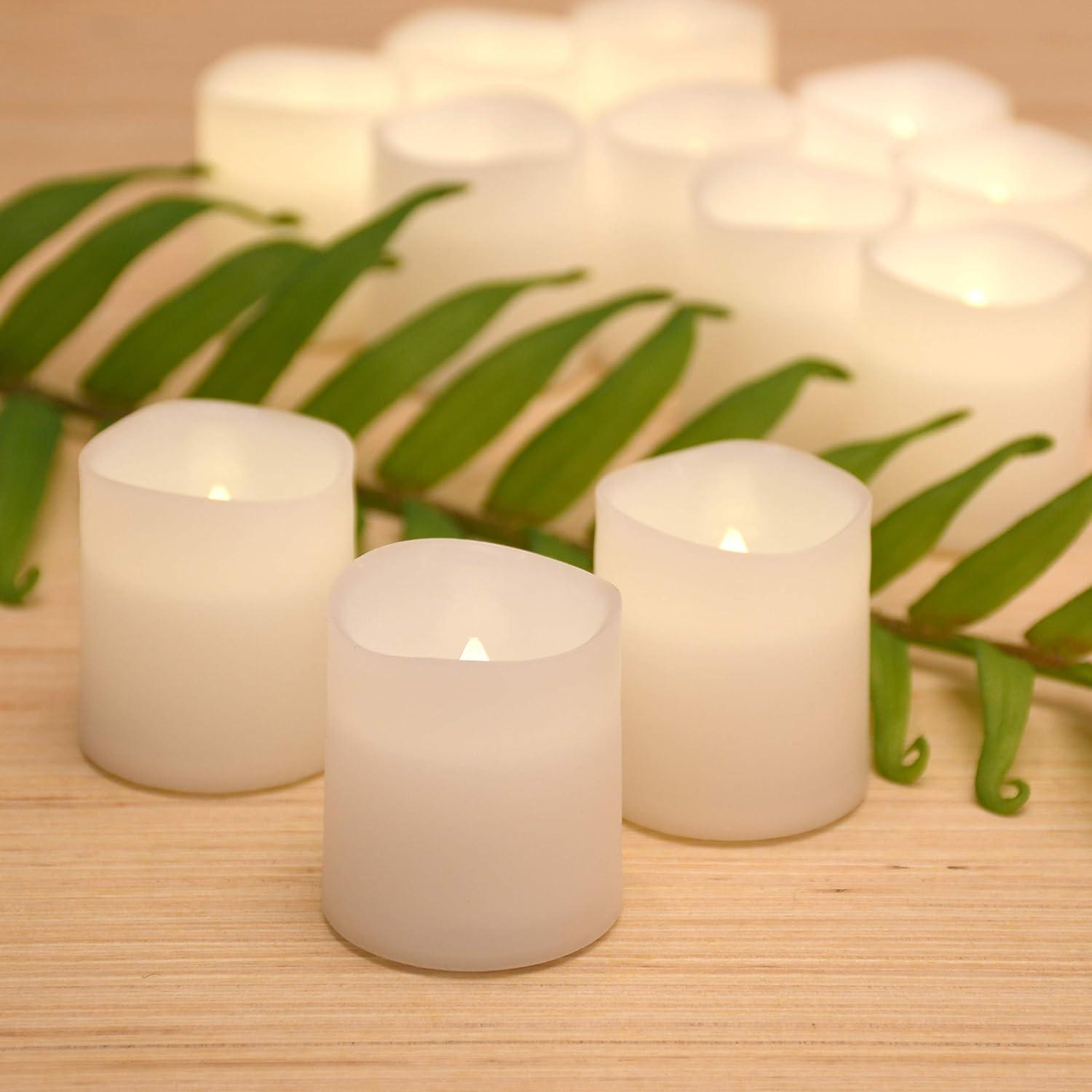 LumaBase Battery Operated LED Votive Candles - Set of 12 (Warm White)