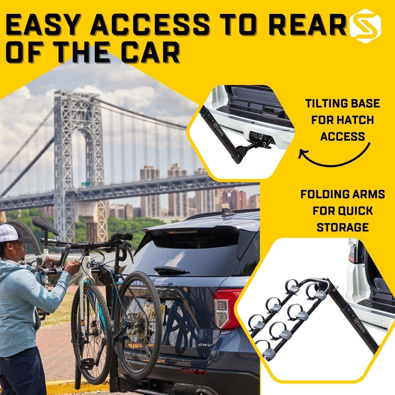 Saris Grand Slam Hitch Bike Rack, Universal 4 Bike Hitch Rack with Hatch Access - Black