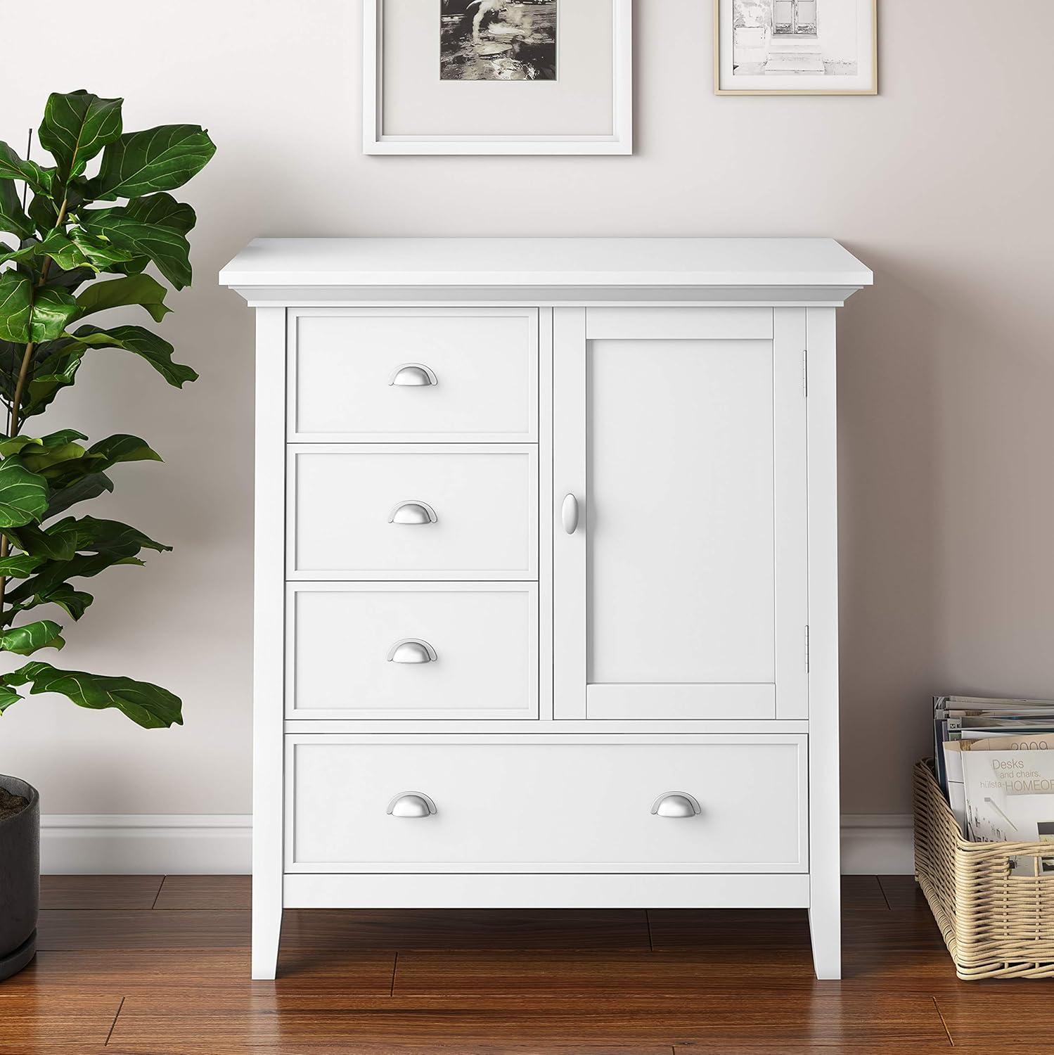 White Solid Wood Freestanding Office Storage Cabinet