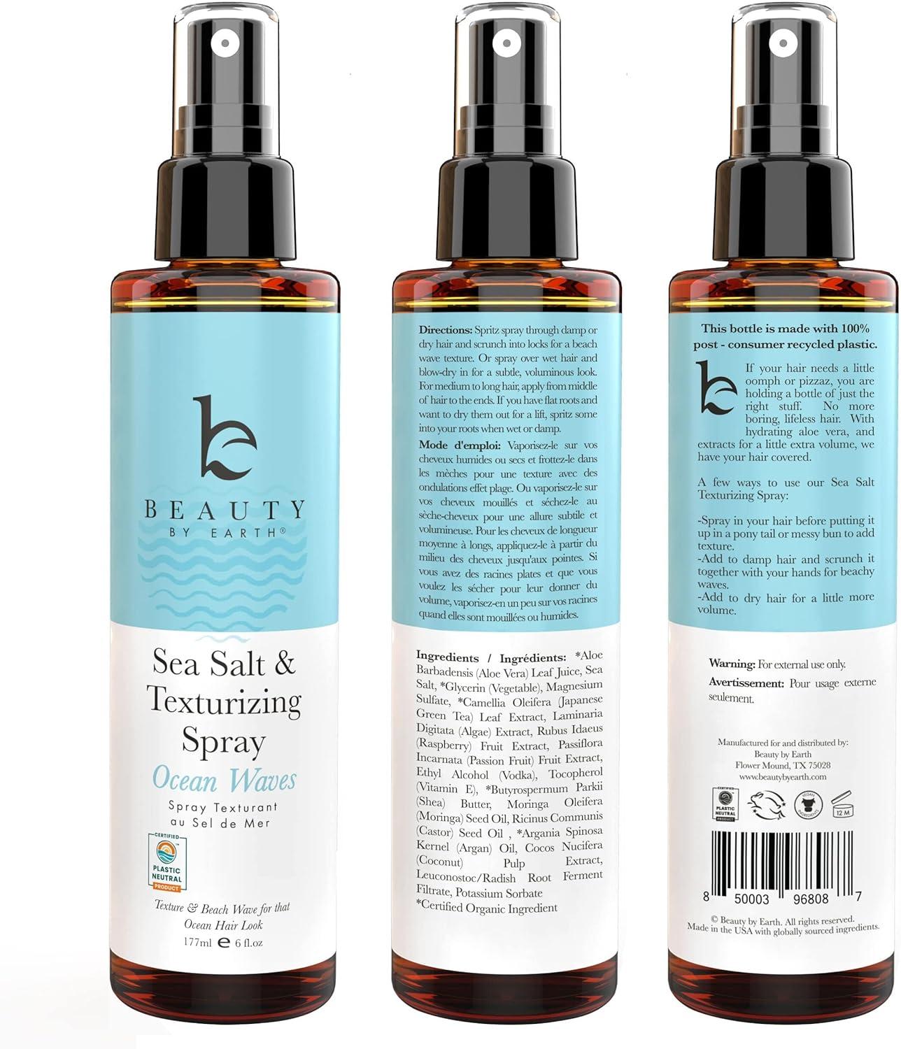 Beauty by Earth - Sea Salt Spray Hair Texturizer - Ocean Waves, 6 oz