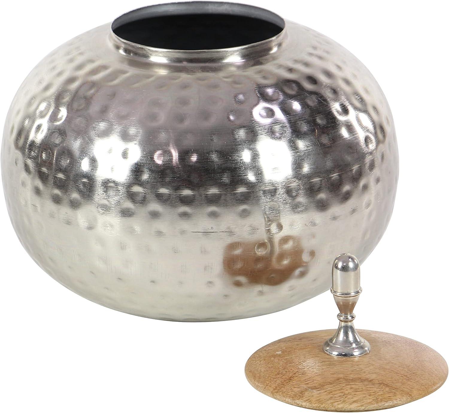 World Menagerie Lee Metal Hammered Silver Decorative Jars with Wood Lid