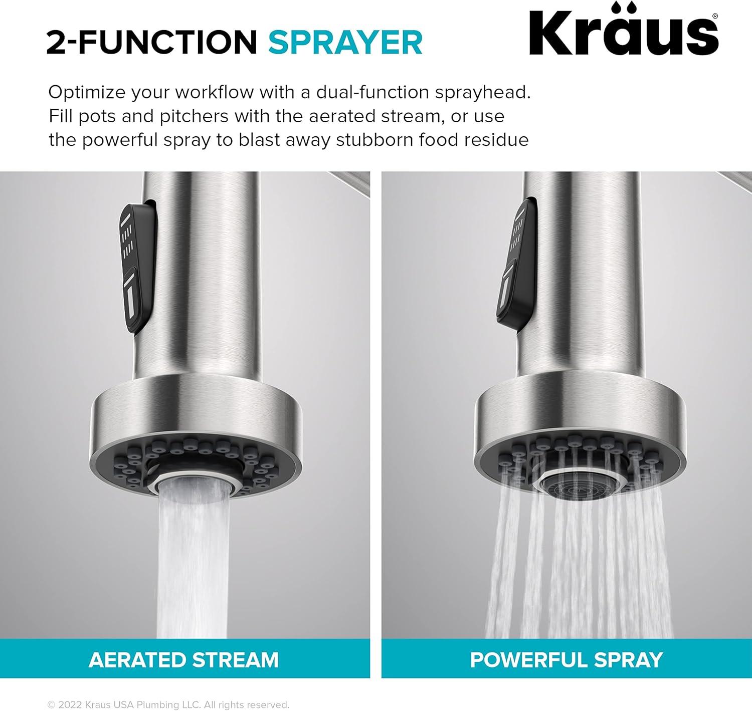 KRAUS Bolden Commercial Style 2-Function Single Handle Pull Down Kitchen Faucet