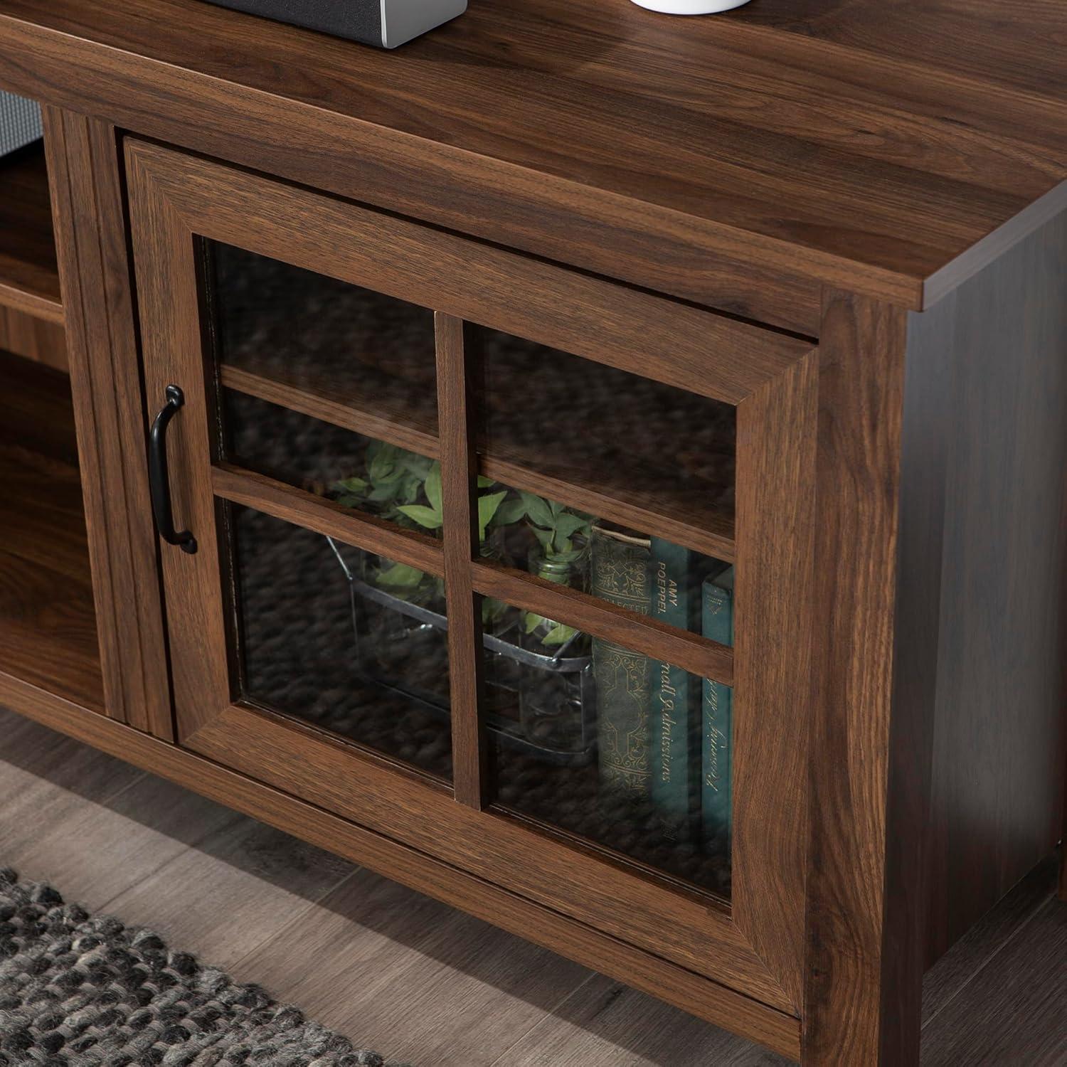 Walker Edison Modern Farmhouse TV Stand for TVs Up to 78", Dark Walnut