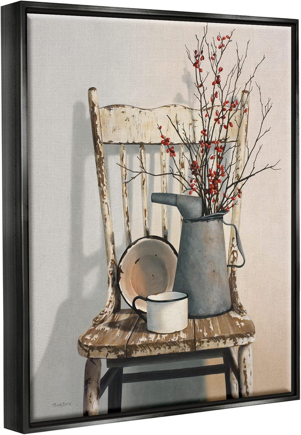 Stupell Industries Vintage Rustic Things Neutral Painting Black Floater Framed Canvas Wall Art, 24 x 30