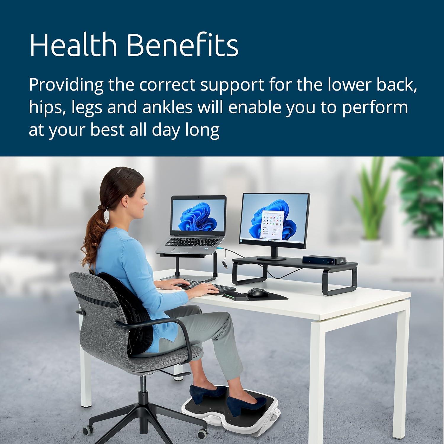 Gray Adjustable Ergonomic Footrest with Non-Slip Surface