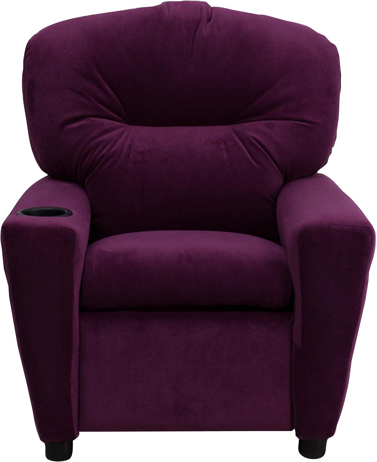 Flash Furniture Chandler Contemporary Purple Microfiber Kids Recliner with Cup Holder