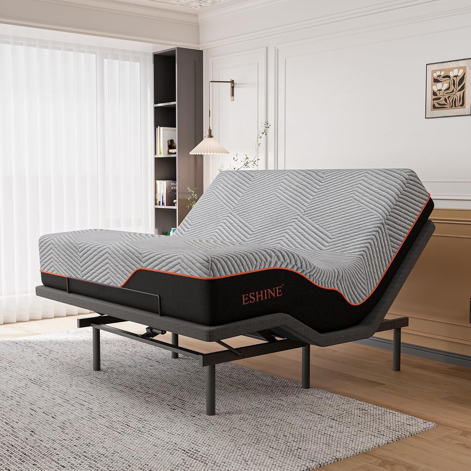 E3100 Zero Gravity Adjustable Bed, Massage, Wireless Remote & App Control, 14'' Ultra-Plush Black Mattress Included