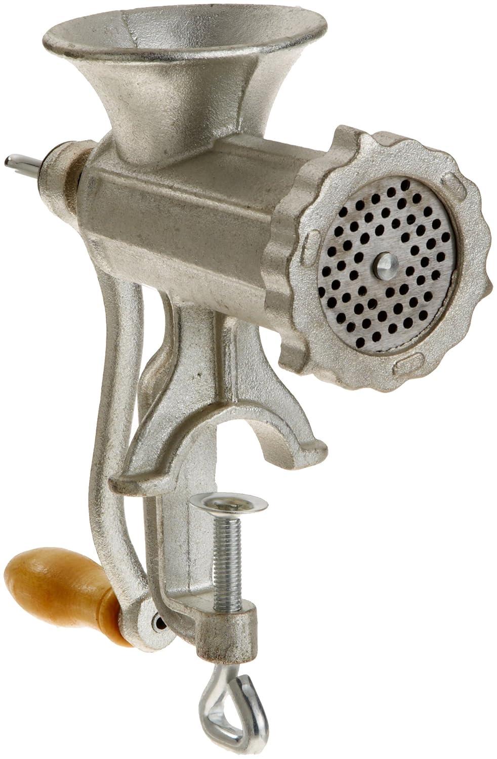 Cast Iron Table Mount Meat Grinder - Manual Mincer w Two 3/4" Cutting Disks & Sausage Stuffer Funnel - Make Homemade Burgers, Cooking Tool Must Have