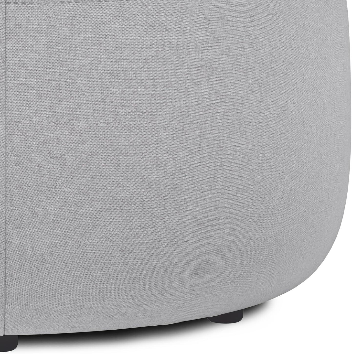 Moore 32" Light Grey Linen Round Ottoman