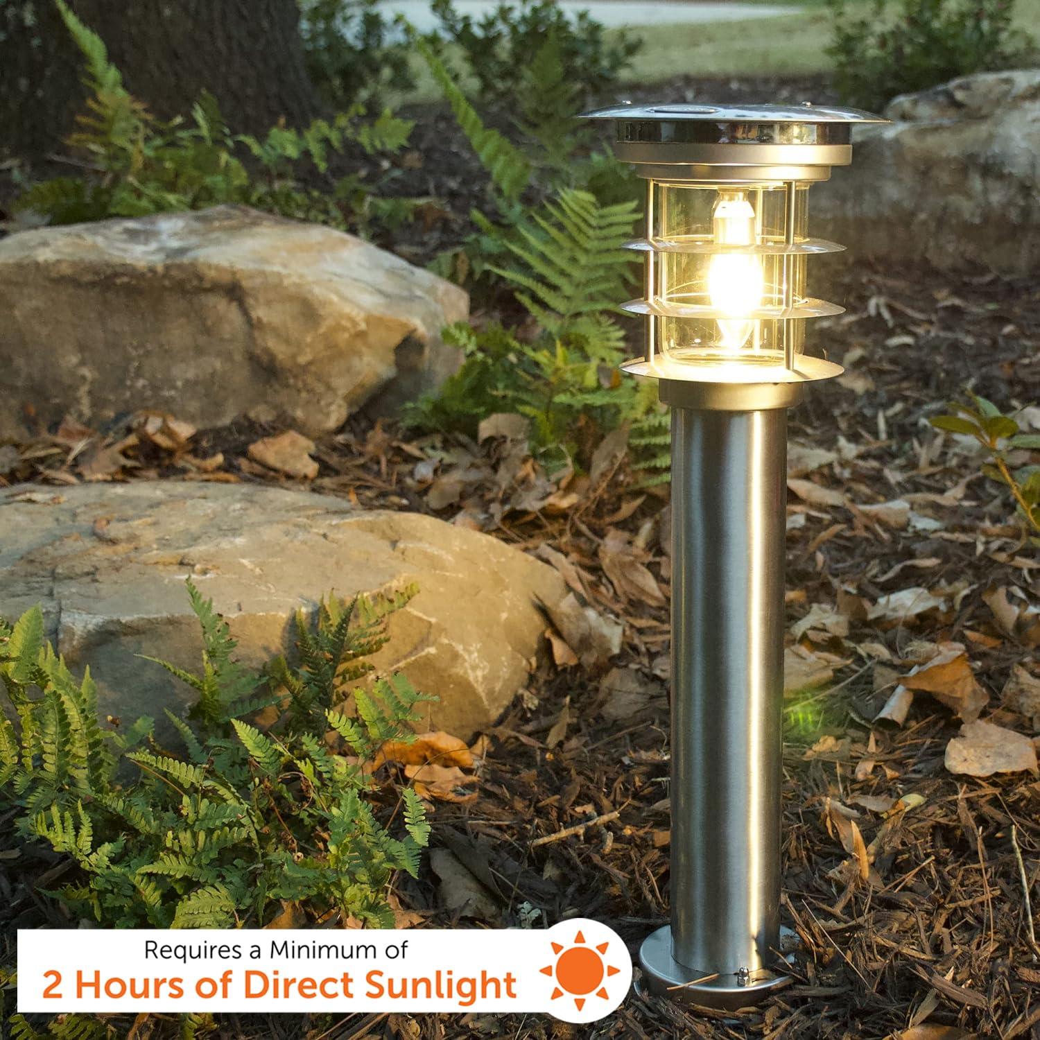 Gama Sonic Stainless Steel Solar Bollard Lamp with EZ Anchor
