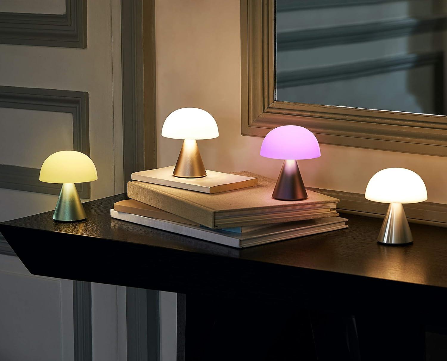 Lexon Mina M Mushroom Lamp - Portable Bedside Light for Bedrooms, Kids & Nursery - 9 LED Color Rechargeable Table Lamp with 24h Light & Dimmer, Medium - Dark Blue