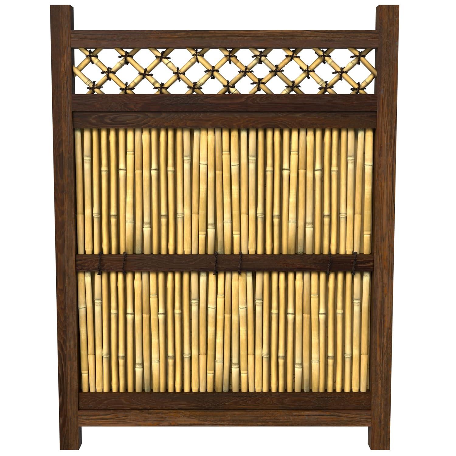 Light Bamboo and Wood Japanese Zen Garden Fence Panel