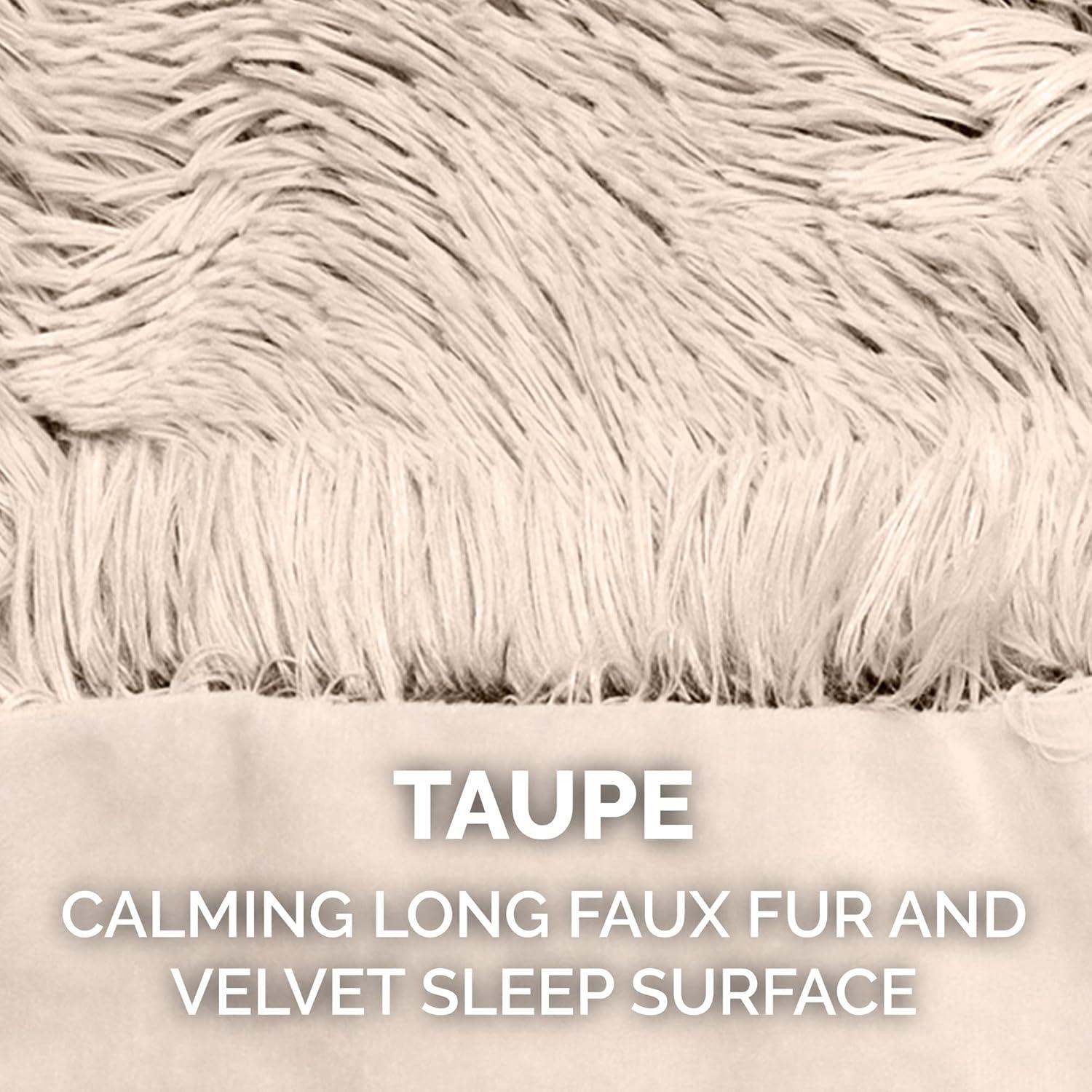 FurHaven Pet Products Long Faux Fur & Velvet Water-Repellent Pet Blanket for Dogs & Cats - Taupe, Medium