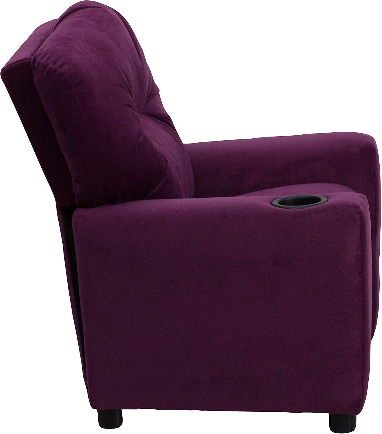 Flash Furniture Chandler Contemporary Purple Microfiber Kids Recliner with Cup Holder