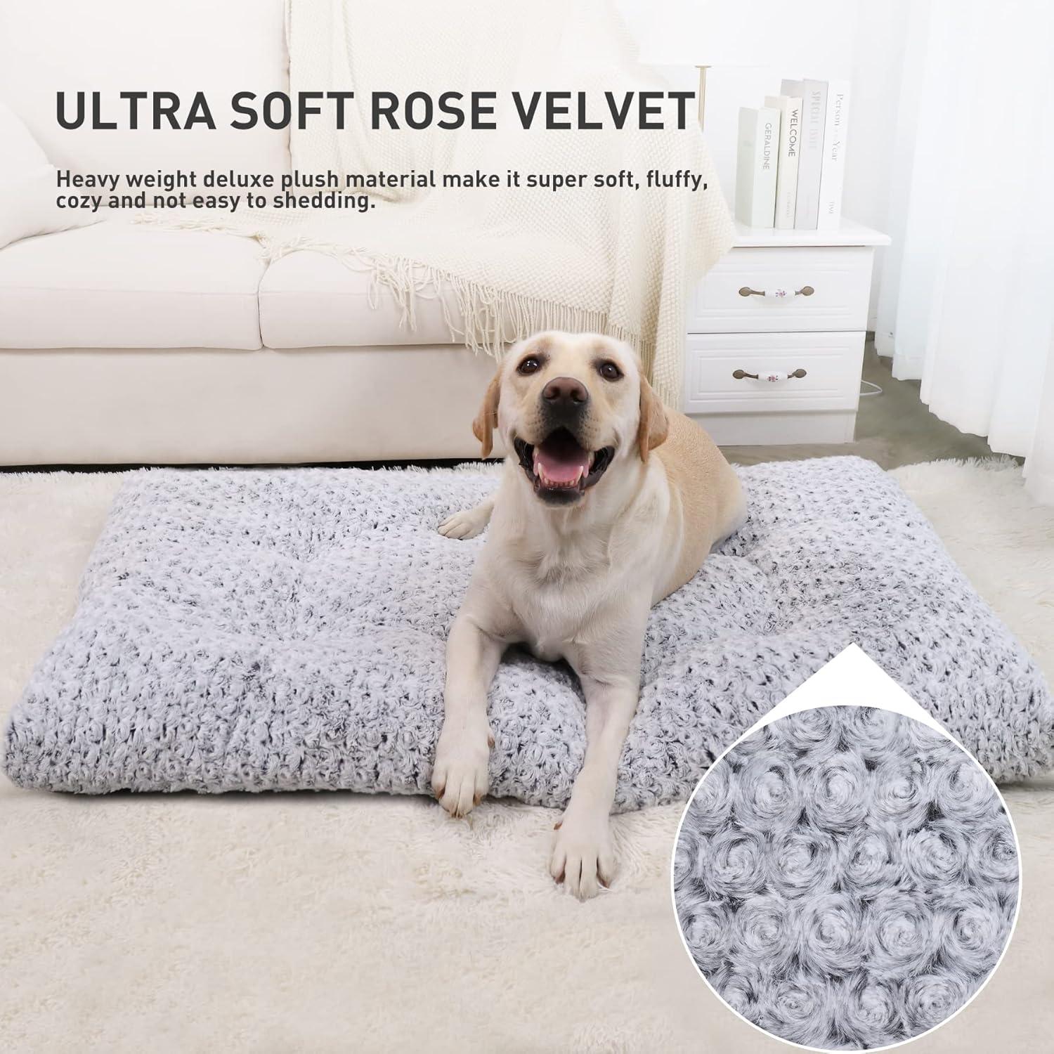 Washable Dog Bed Deluxe Plush Dog Crate Beds Fulffy Comfy Kennel Pad Anti-Slip Pet Sleeping Mat
