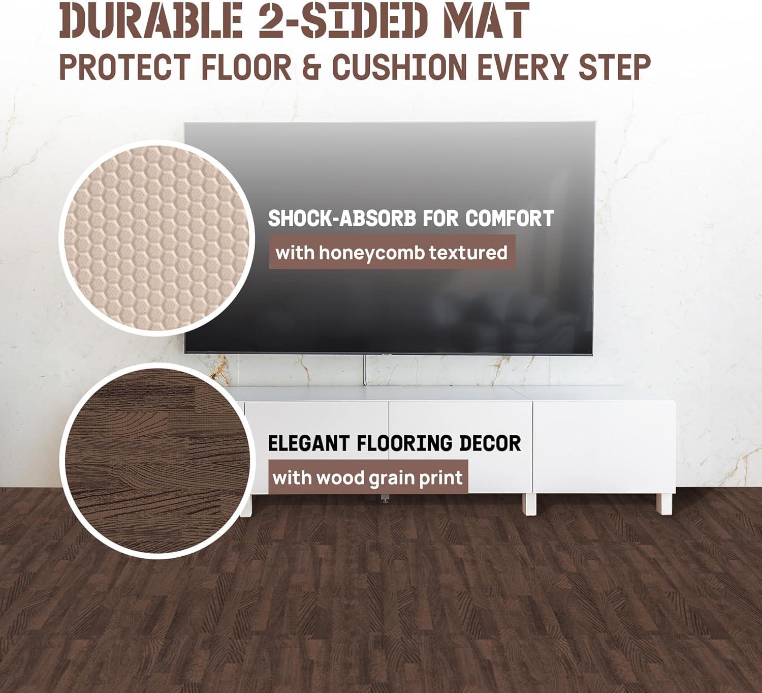 Yes4All 12 pcs Interlocking Exercise Foam Mats, Cover 48 sqft, 3/8 inch, Oak Wood Dark Color