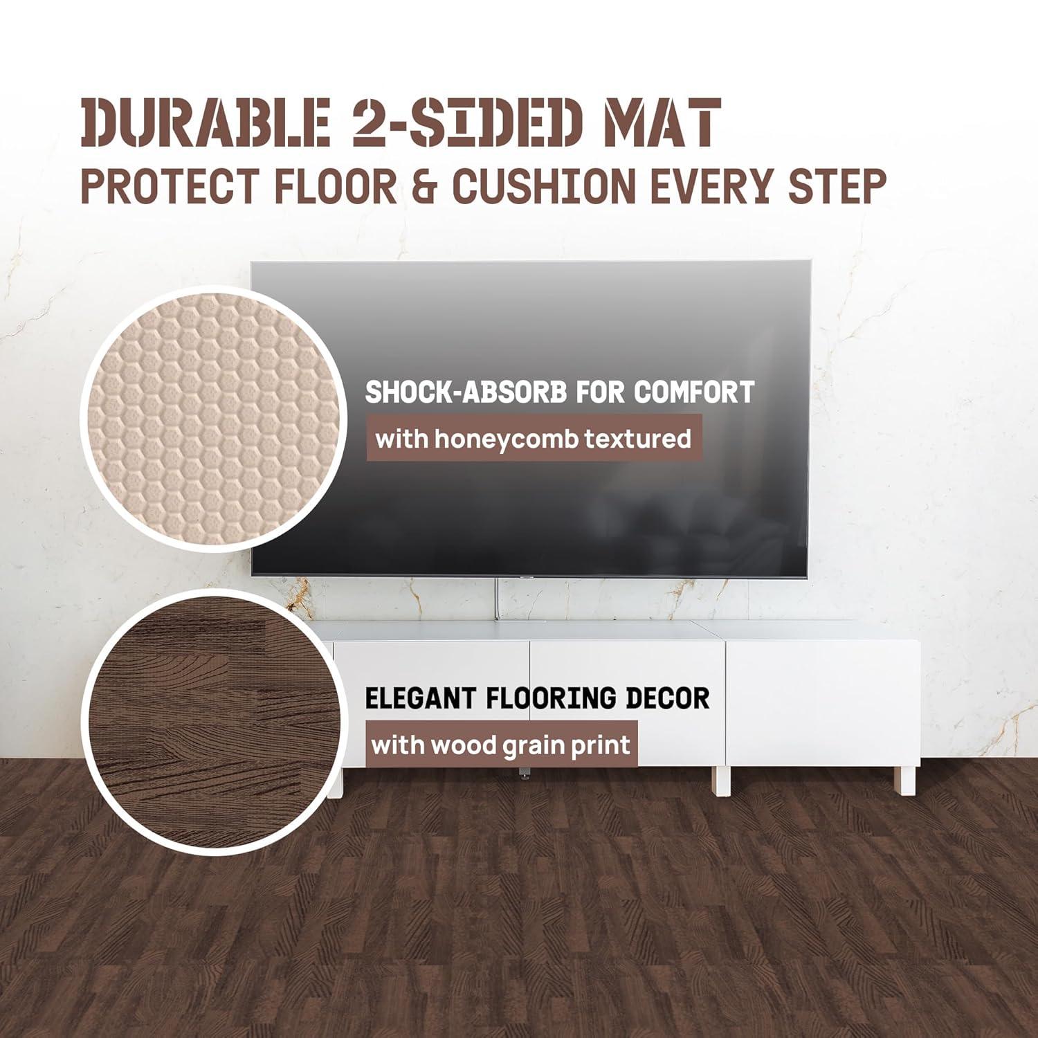 Yes4All 12 pcs Interlocking Exercise Foam Mats, Cover 48 sqft, 3/8 inch, Oak Wood Dark Color