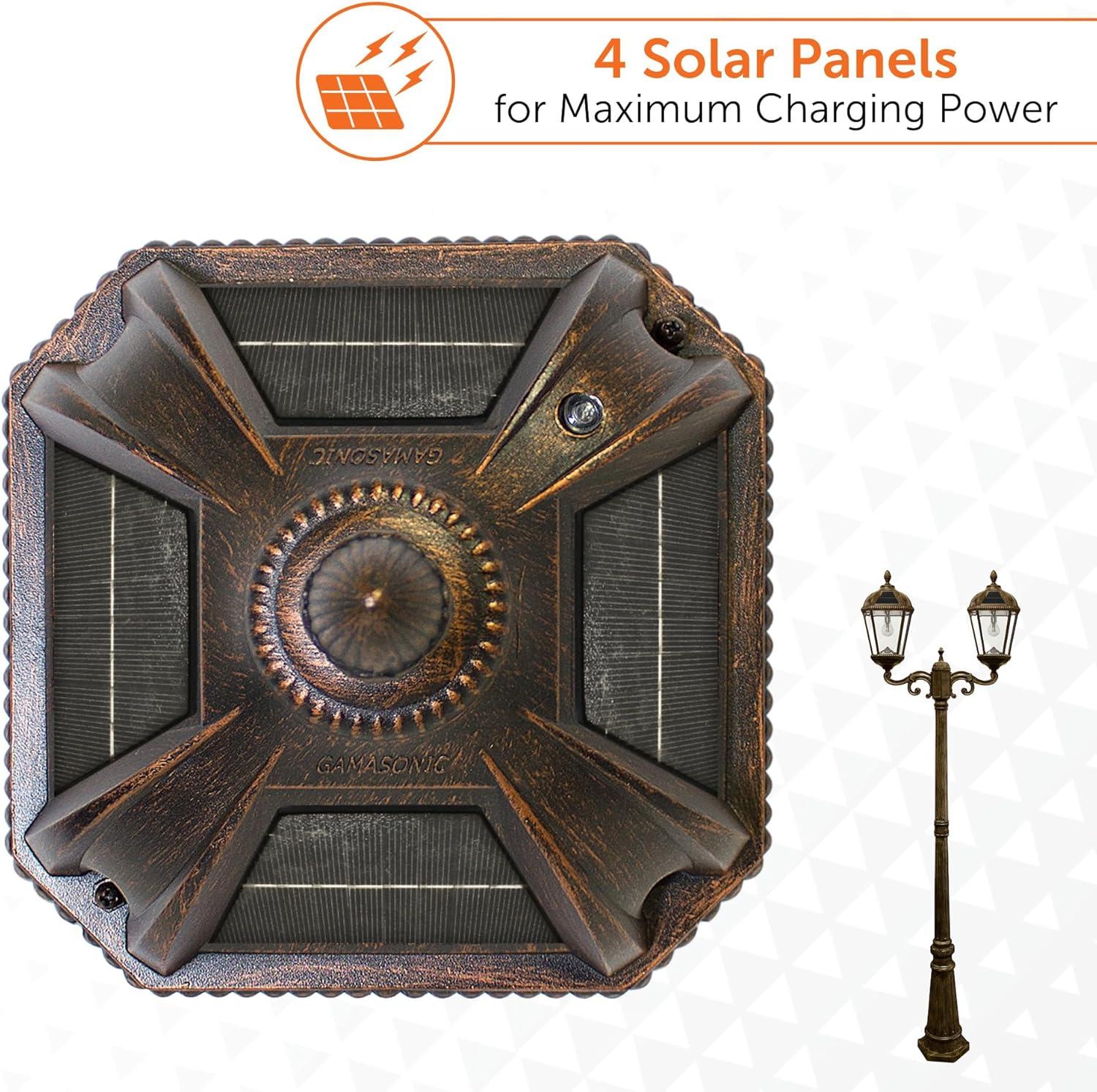 Gama Sonic Royal Brown 2-Light 89" H 300 Lumen Solar Powered Lamp Post (Full)