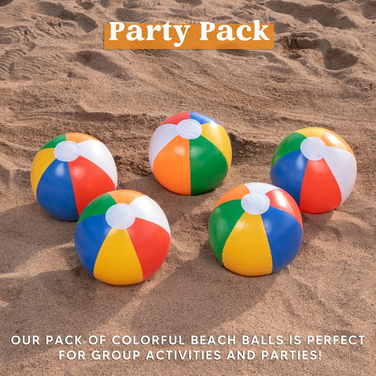 JOYIN Rainbow Beach Balls(12 Pack), 12'' Inflatable Swimming Pool Toys for Summer Water Games Kids Birthday Party Supplies Combo Set Include Inflatable Beach Balls