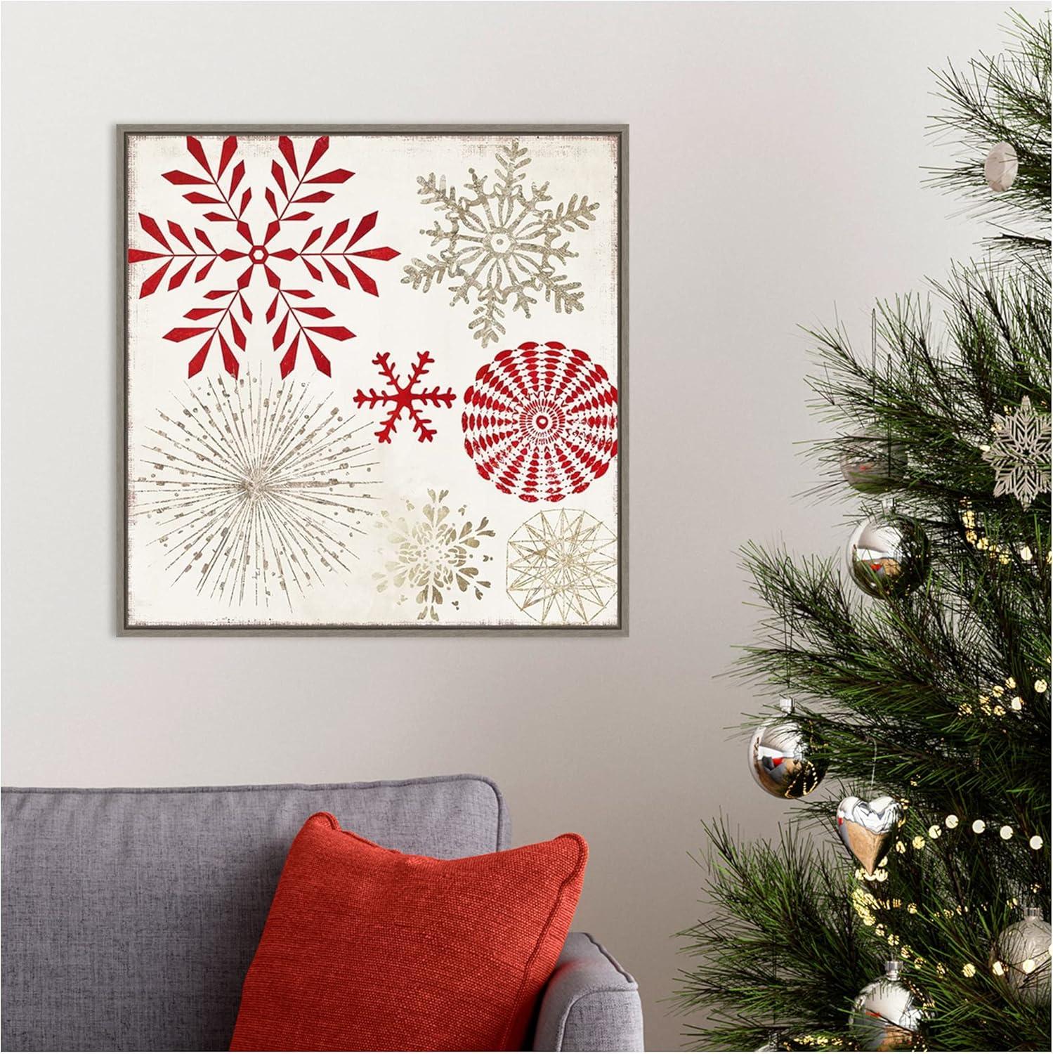 22" x 22" Christmas Snowflakes I Framed Wall Canvas - Amanti Art: Seasonal Decor, PI Studio Design