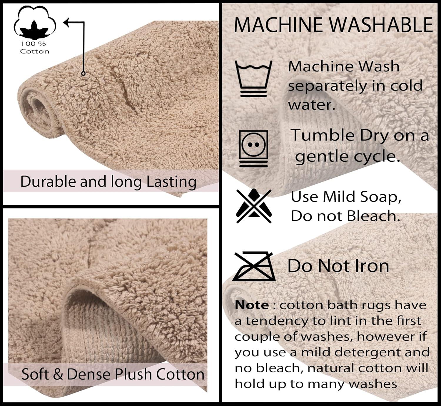 Home Weavers Double Ruffle Collection Toilet Lid Seat Cover, Elastic Edges, 100% Cotton Soft Non Slip Universal Fit for Standard Round Bath Room Bowl Lids, Washable, 18"x18" Toilet Lid Cover, Linen