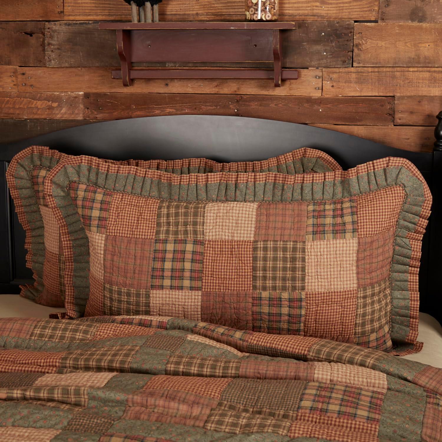 Crosswoods Plaid Patchwork Cotton King Sham with Ruffle